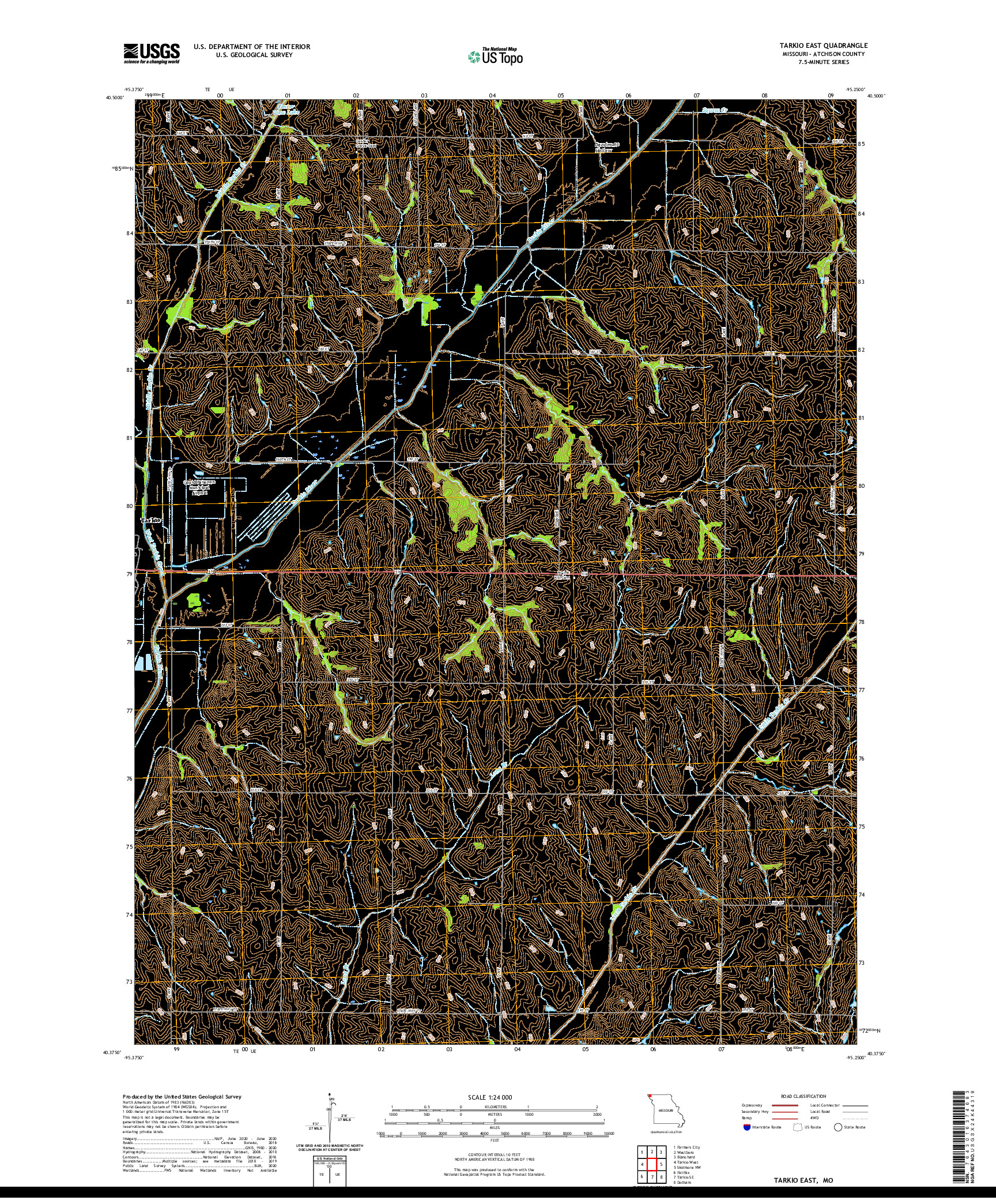 USGS US TOPO 7.5-MINUTE MAP FOR TARKIO EAST, MO 2021