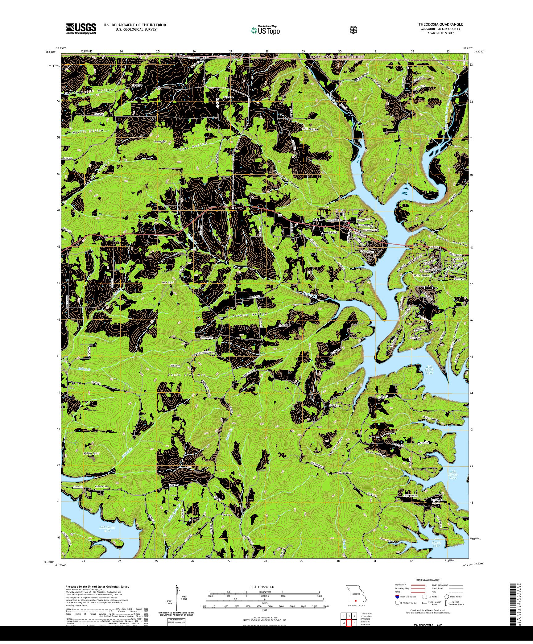 USGS US TOPO 7.5-MINUTE MAP FOR THEODOSIA, MO 2021