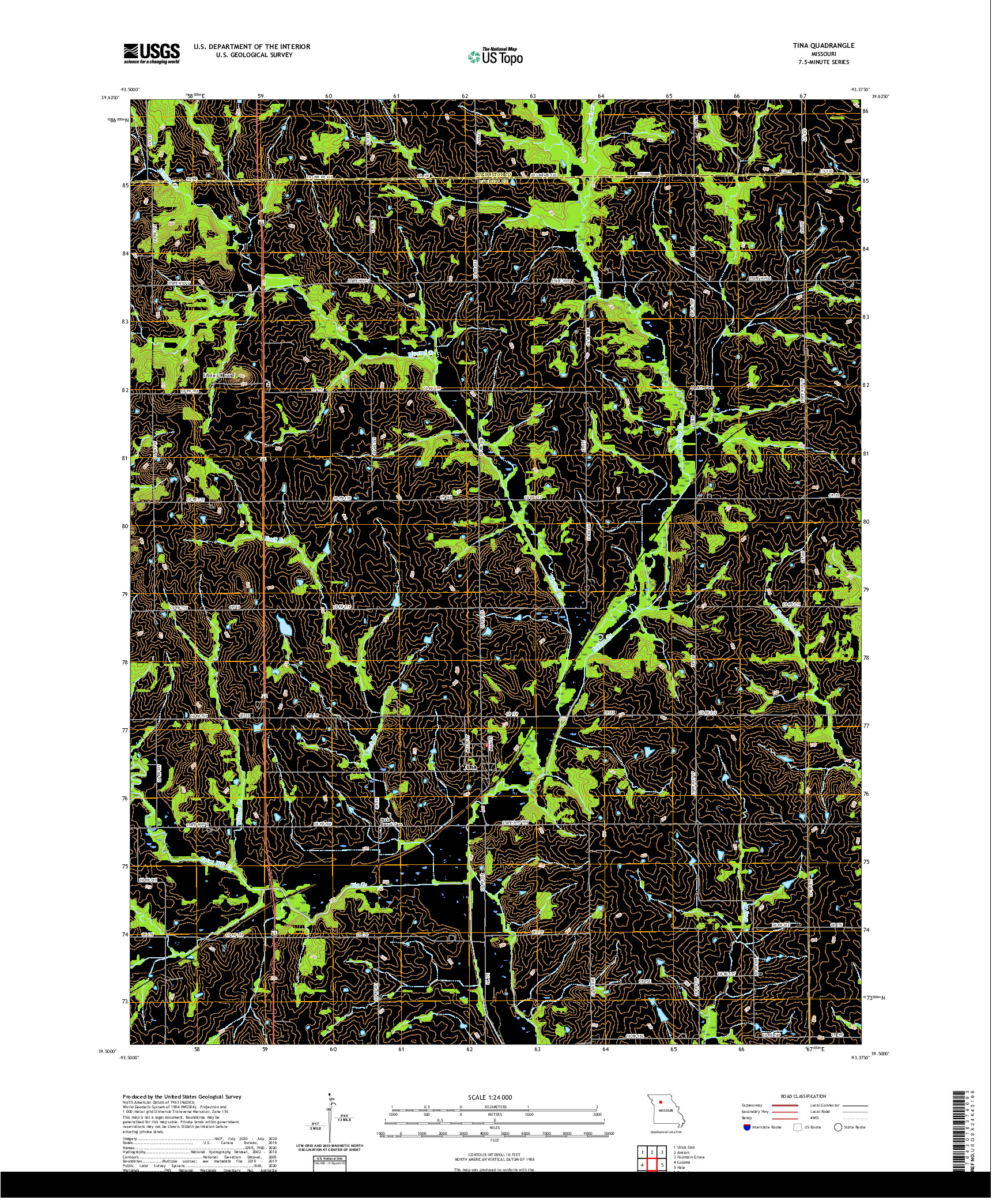 USGS US TOPO 7.5-MINUTE MAP FOR TINA, MO 2021