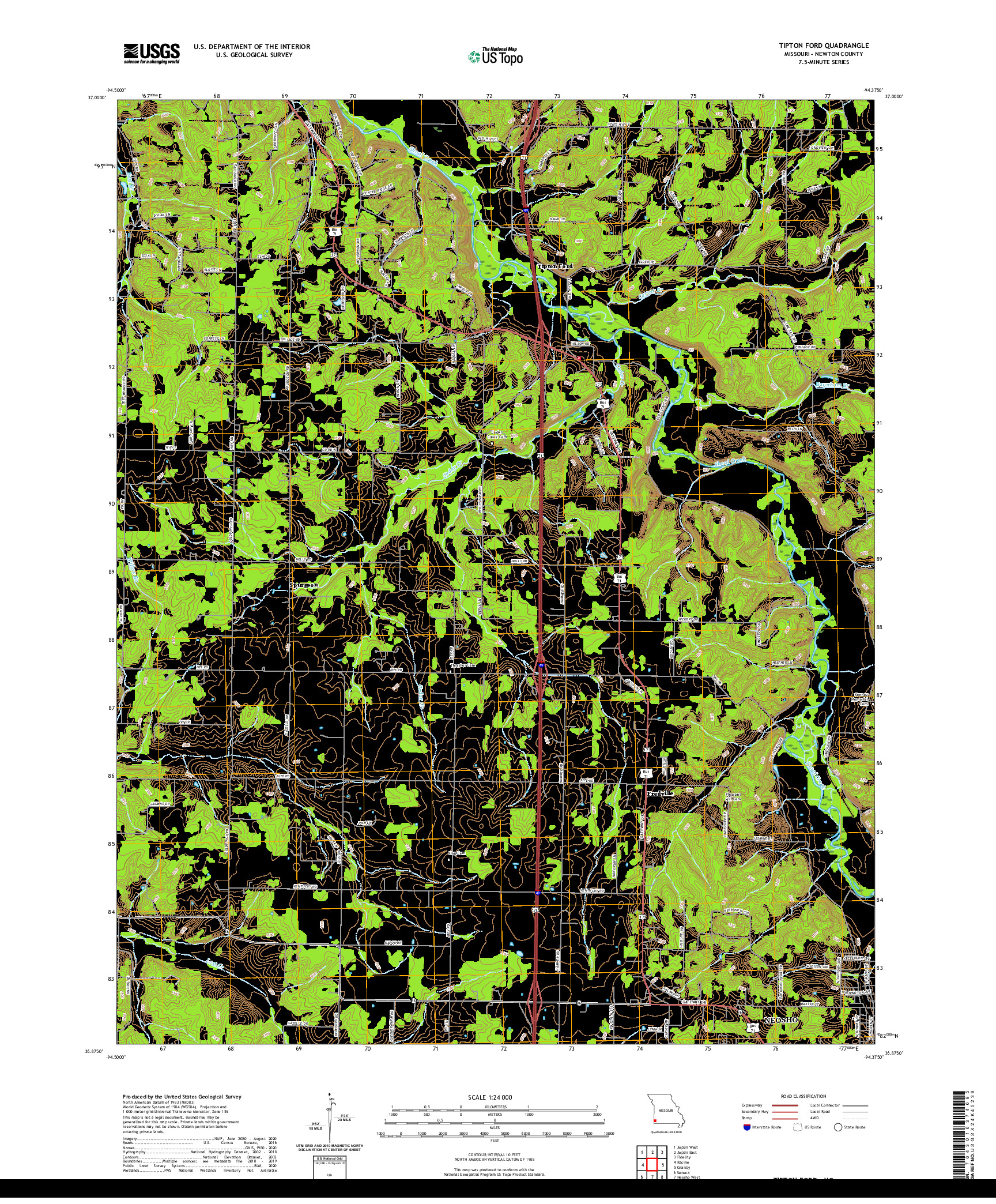 USGS US TOPO 7.5-MINUTE MAP FOR TIPTON FORD, MO 2021