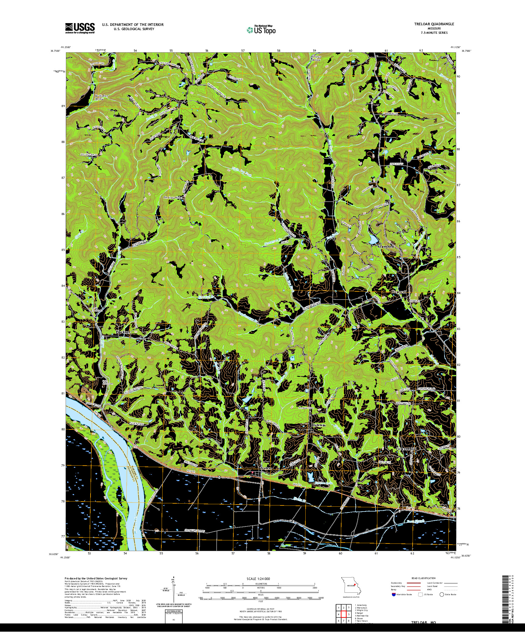 USGS US TOPO 7.5-MINUTE MAP FOR TRELOAR, MO 2021