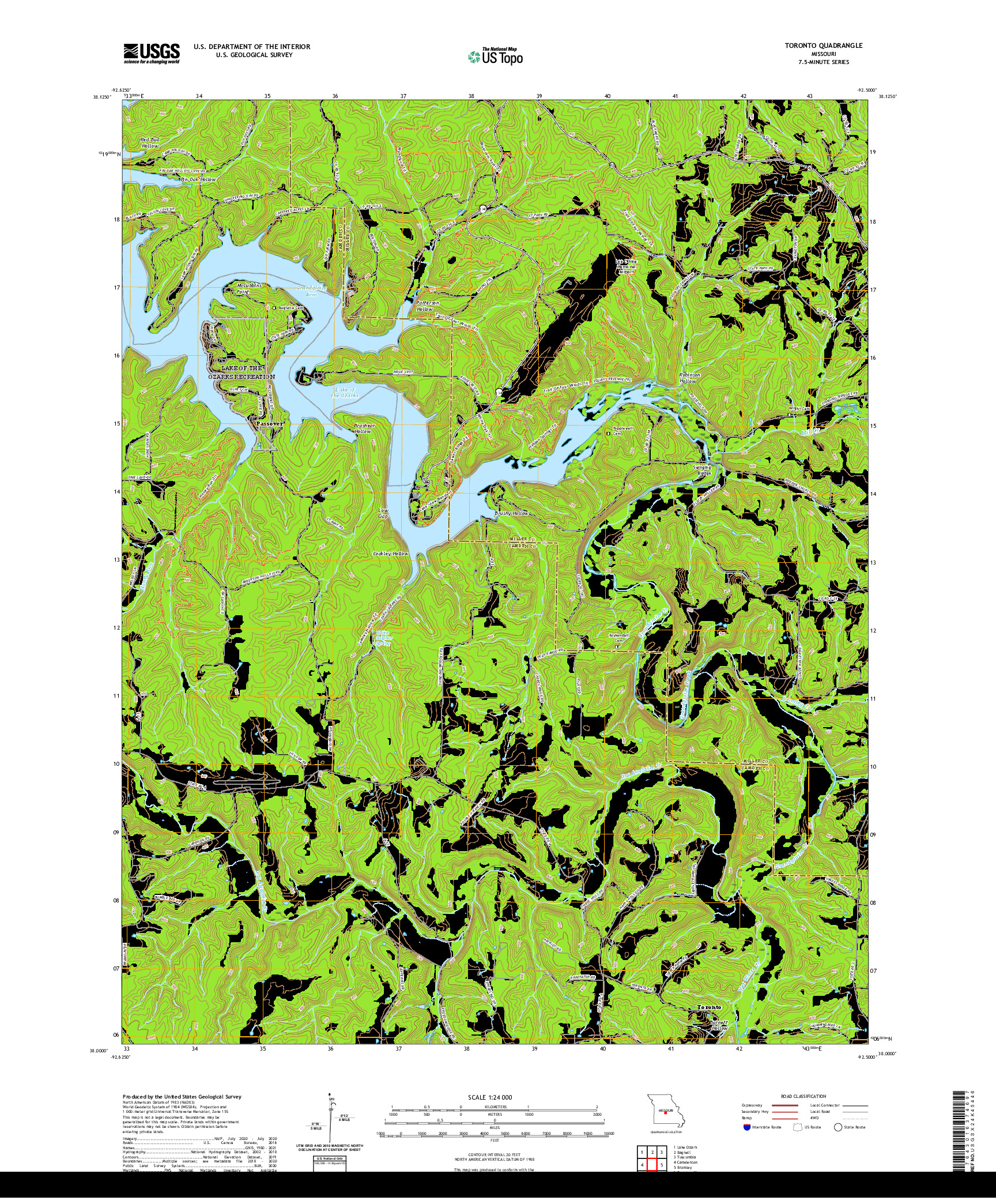 USGS US TOPO 7.5-MINUTE MAP FOR TORONTO, MO 2021