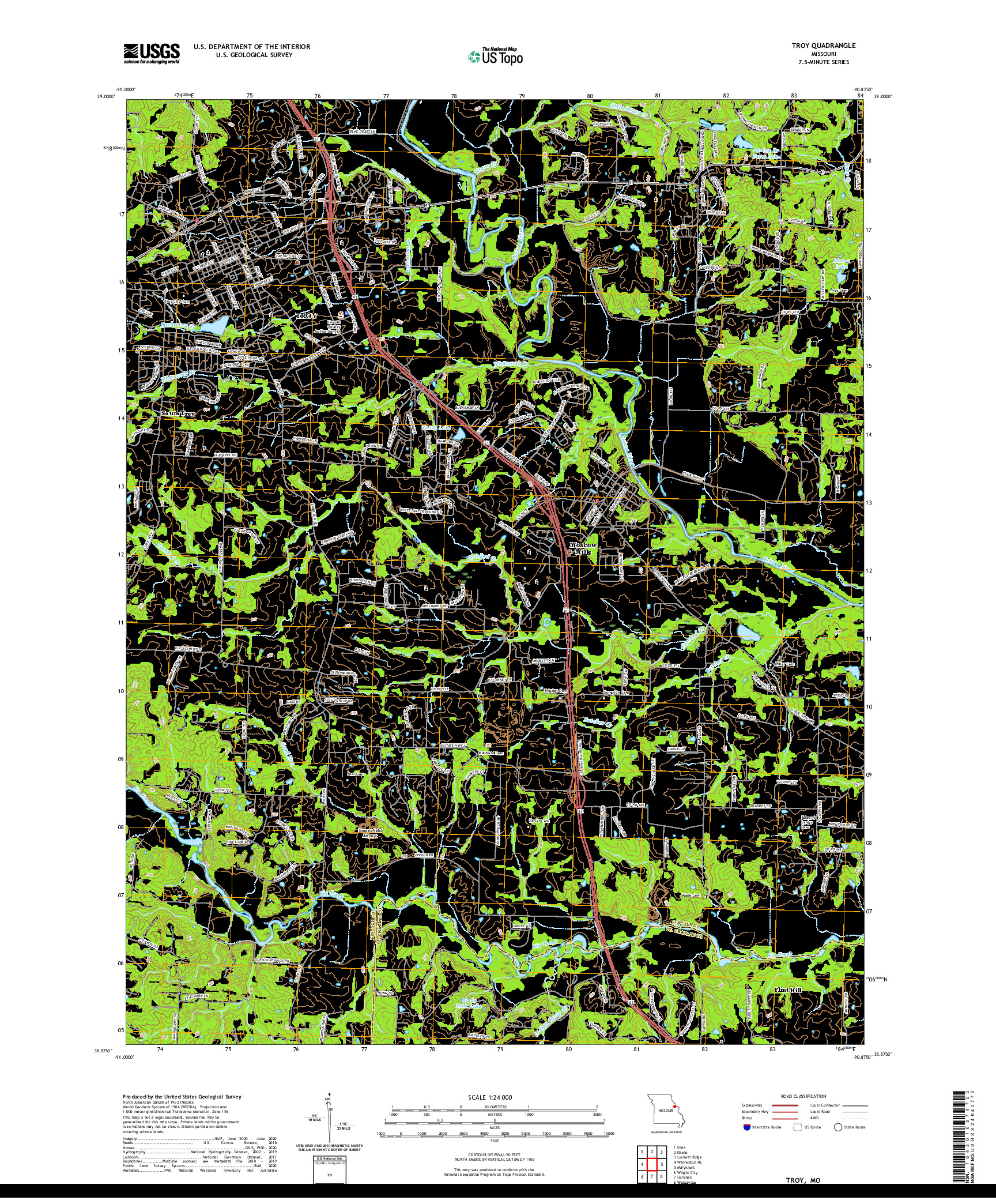 USGS US TOPO 7.5-MINUTE MAP FOR TROY, MO 2021