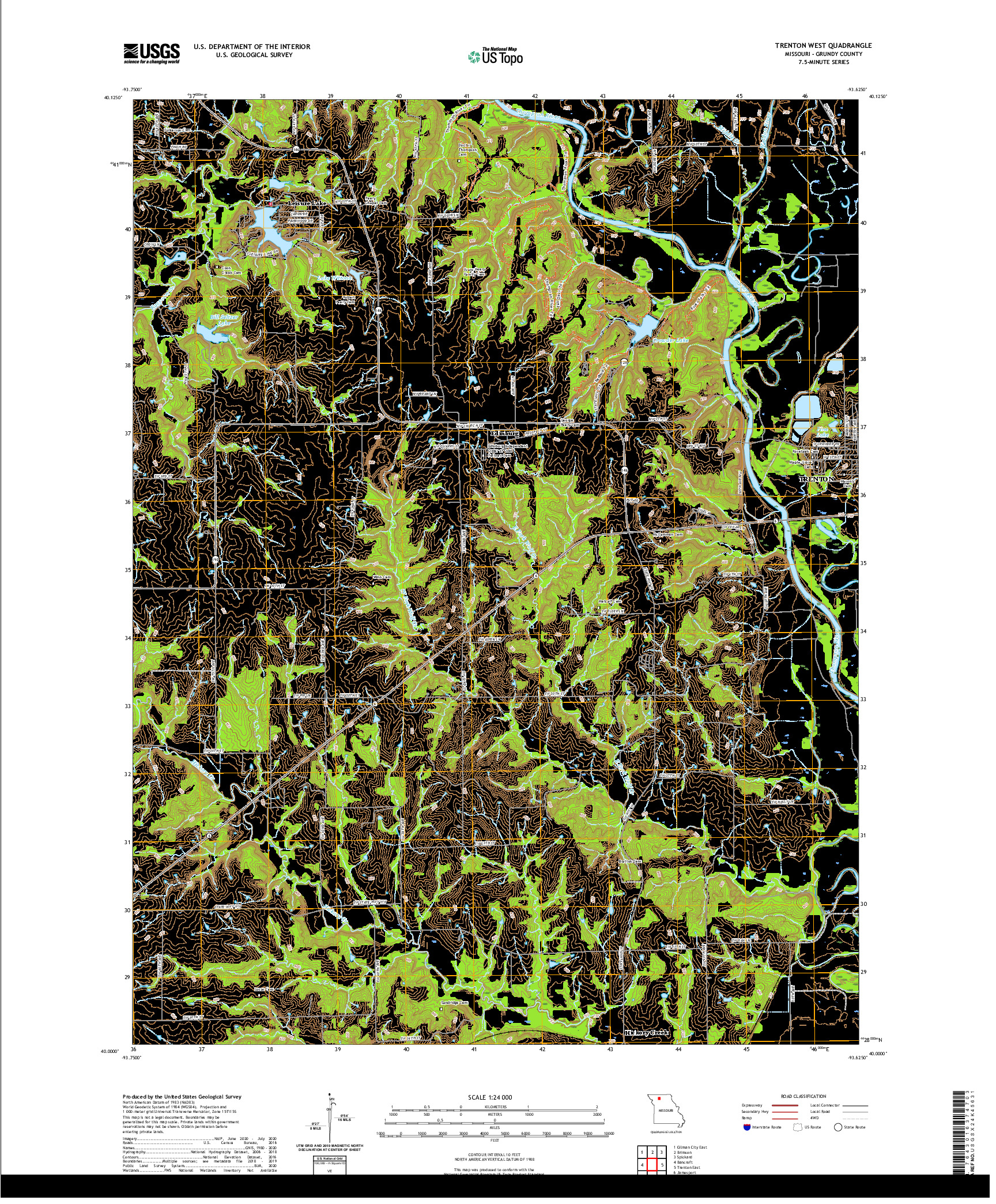 USGS US TOPO 7.5-MINUTE MAP FOR TRENTON WEST, MO 2021