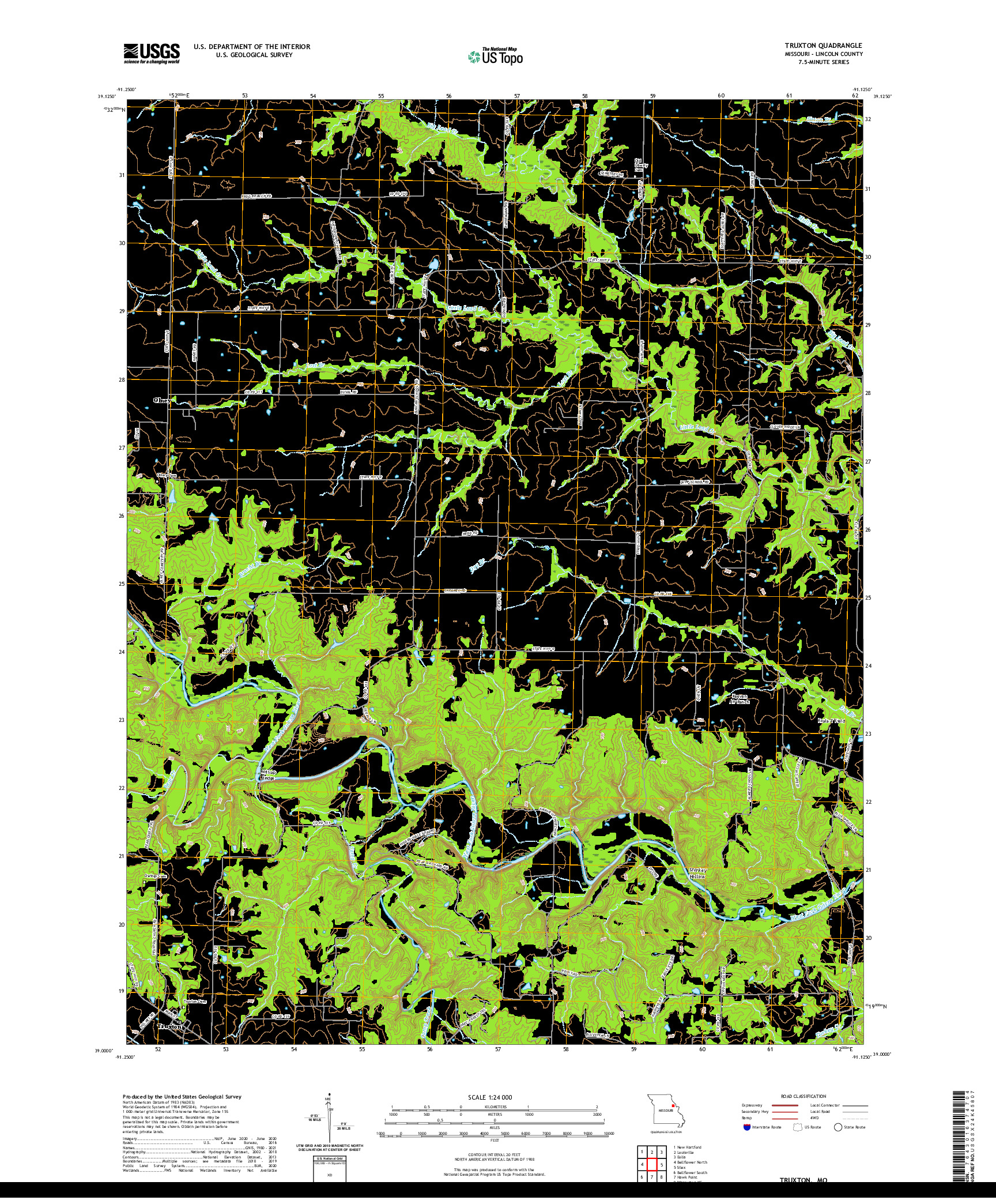 USGS US TOPO 7.5-MINUTE MAP FOR TRUXTON, MO 2021