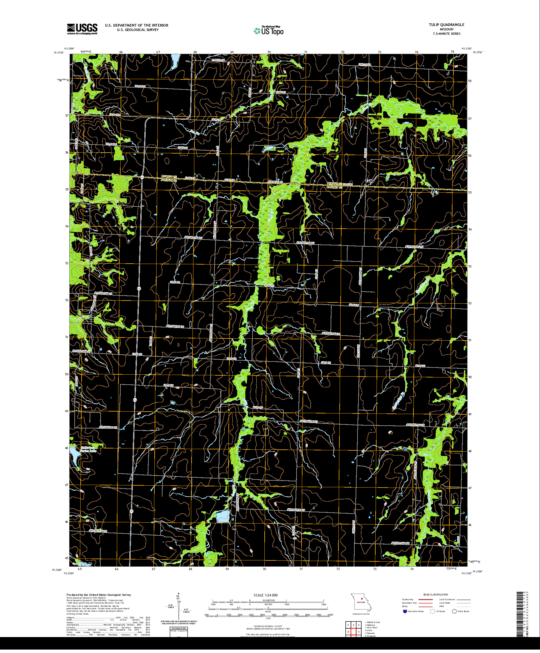 USGS US TOPO 7.5-MINUTE MAP FOR TULIP, MO 2021