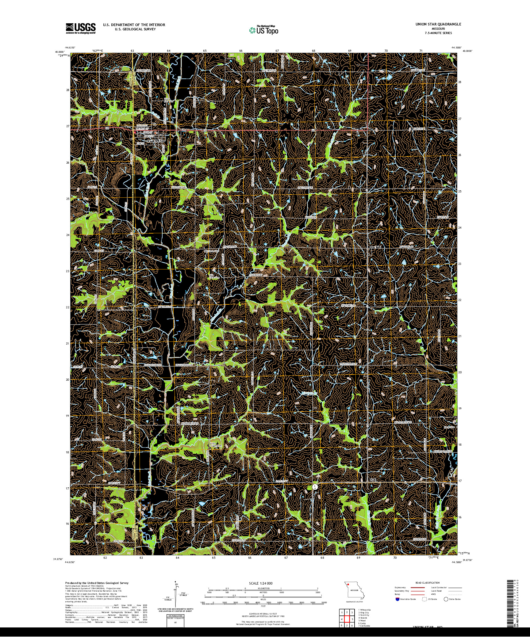 USGS US TOPO 7.5-MINUTE MAP FOR UNION STAR, MO 2021