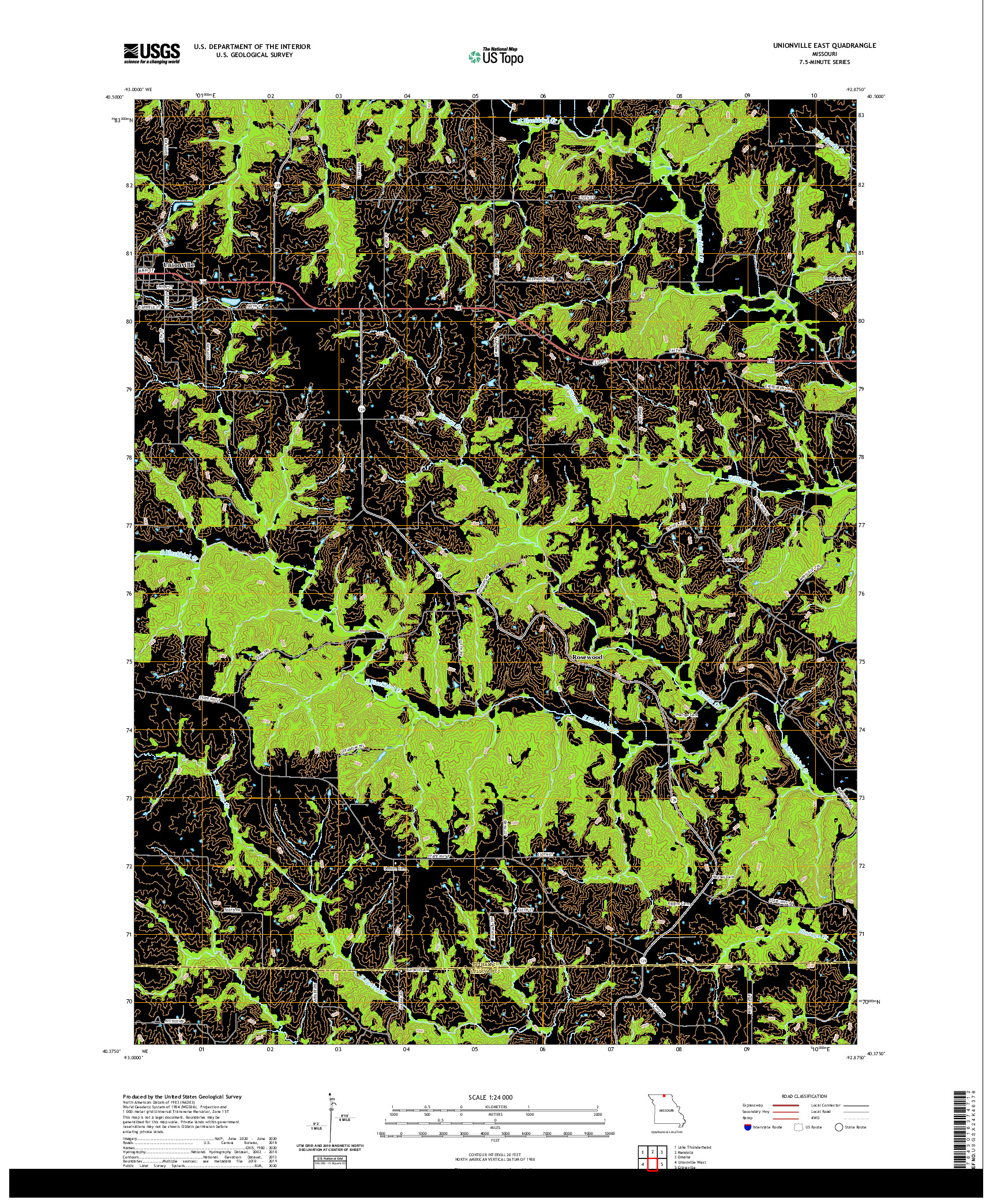 USGS US TOPO 7.5-MINUTE MAP FOR UNIONVILLE EAST, MO 2021