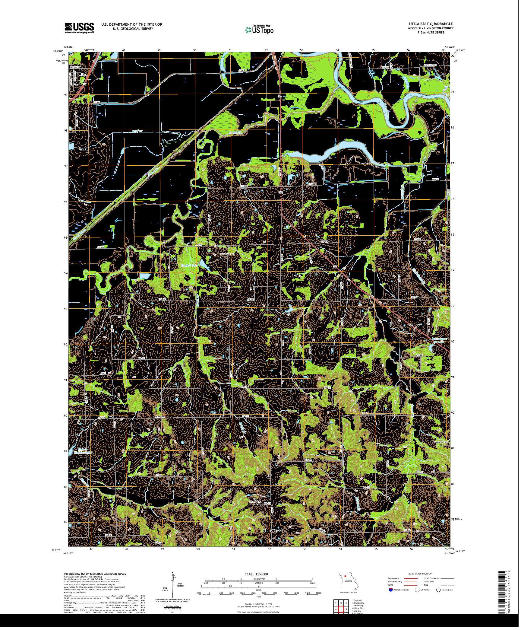 USGS US TOPO 7.5-MINUTE MAP FOR UTICA EAST, MO 2021