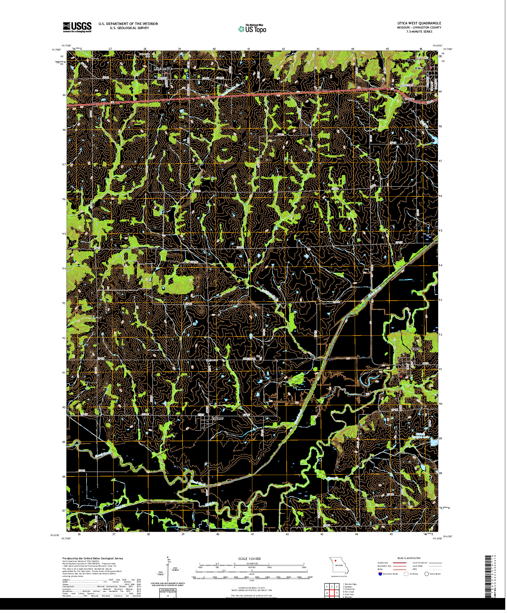 USGS US TOPO 7.5-MINUTE MAP FOR UTICA WEST, MO 2021