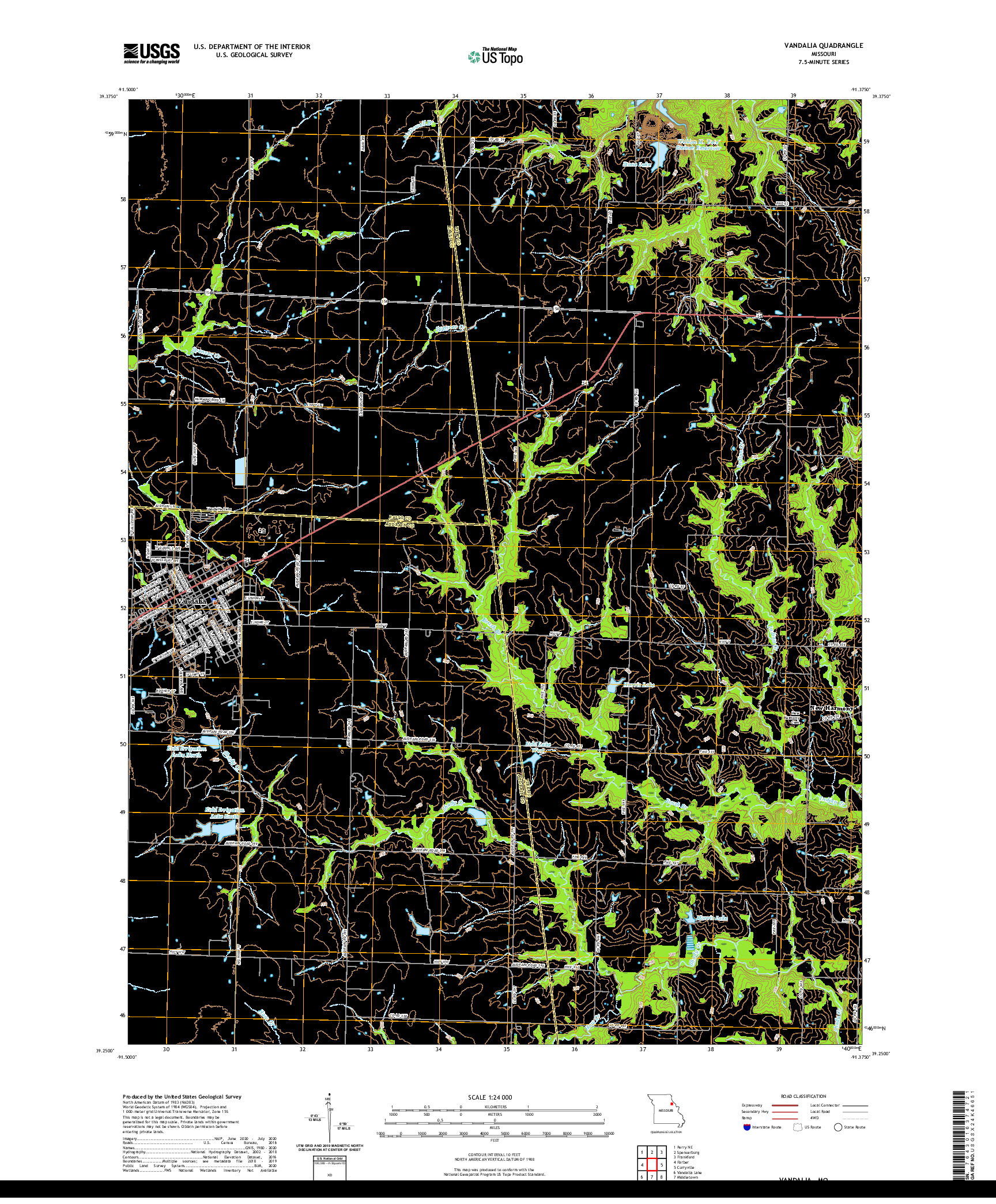 USGS US TOPO 7.5-MINUTE MAP FOR VANDALIA, MO 2021