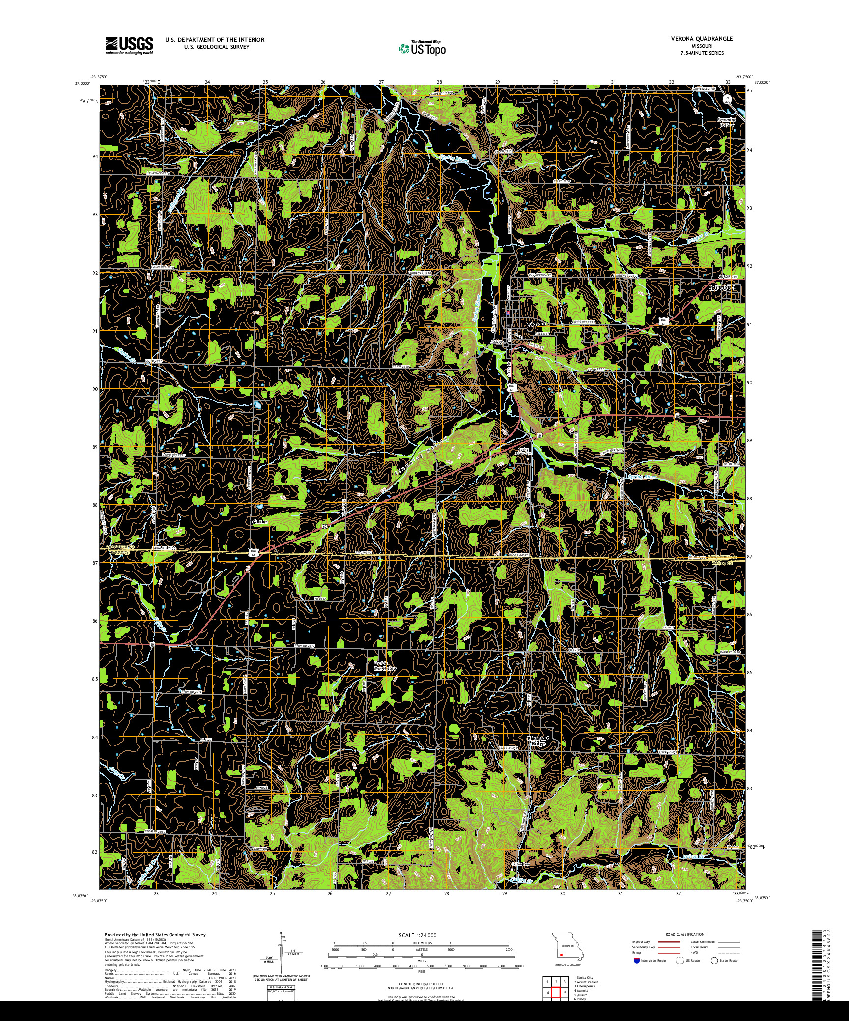 USGS US TOPO 7.5-MINUTE MAP FOR VERONA, MO 2021