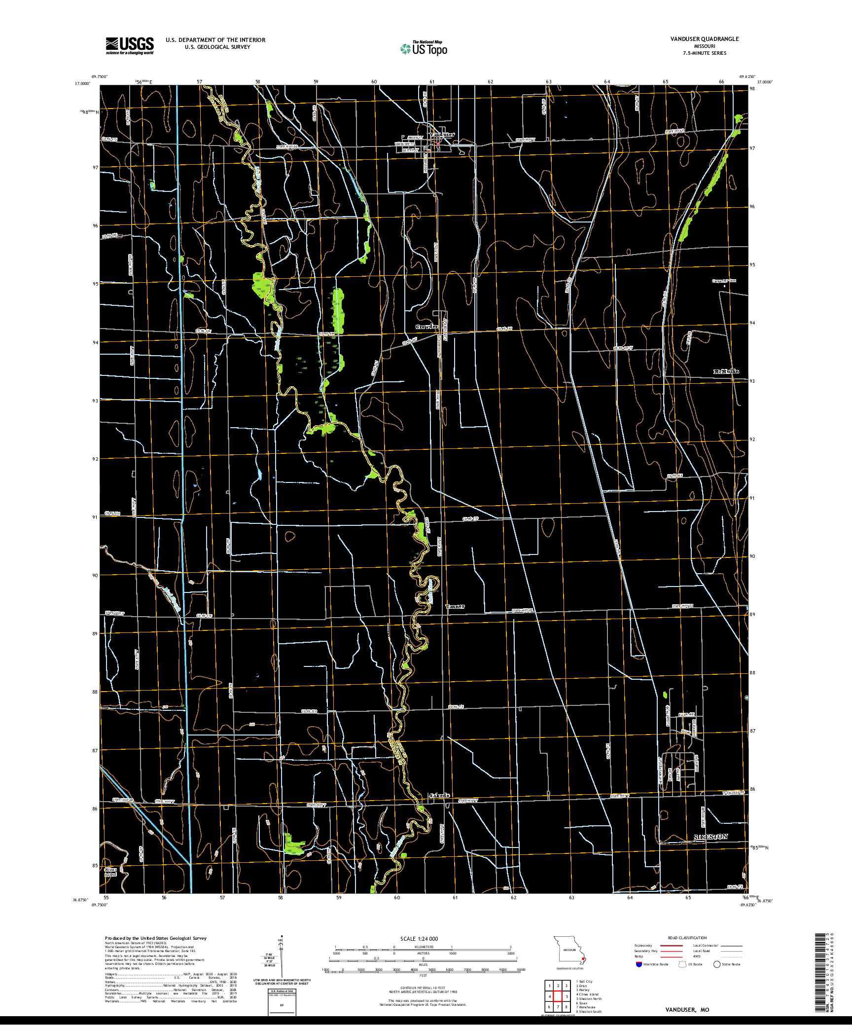 USGS US TOPO 7.5-MINUTE MAP FOR VANDUSER, MO 2021