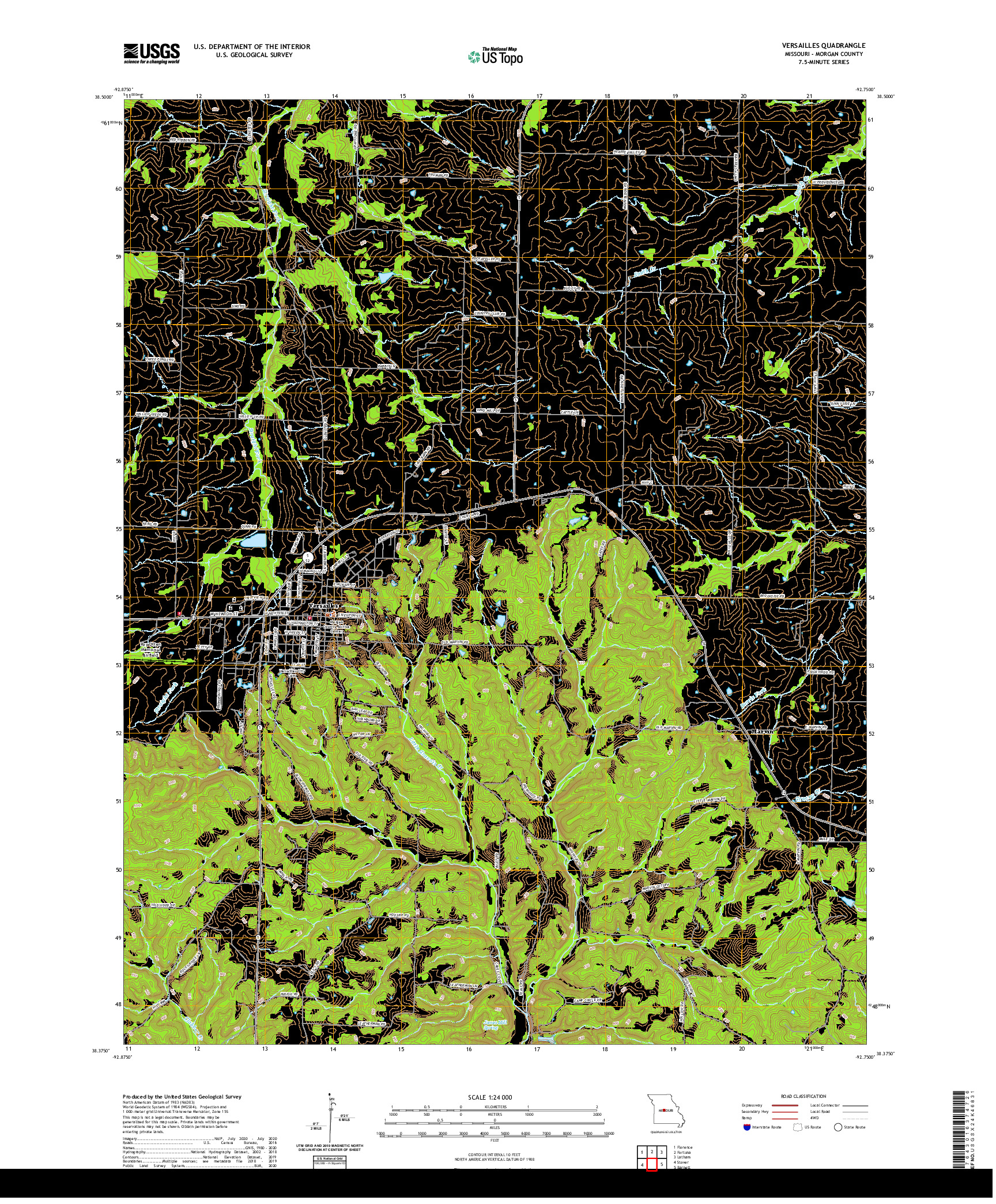 USGS US TOPO 7.5-MINUTE MAP FOR VERSAILLES, MO 2021