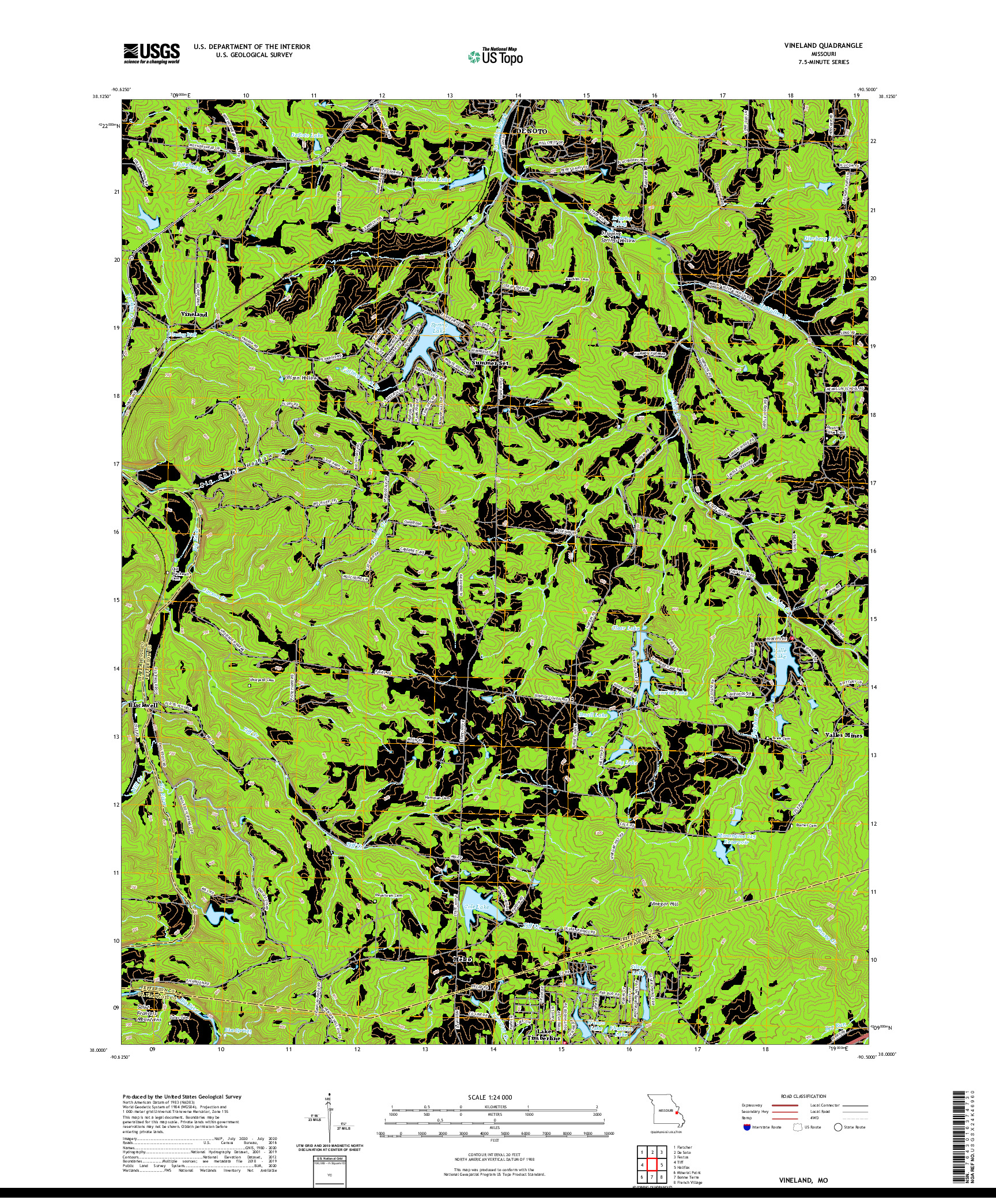 USGS US TOPO 7.5-MINUTE MAP FOR VINELAND, MO 2021