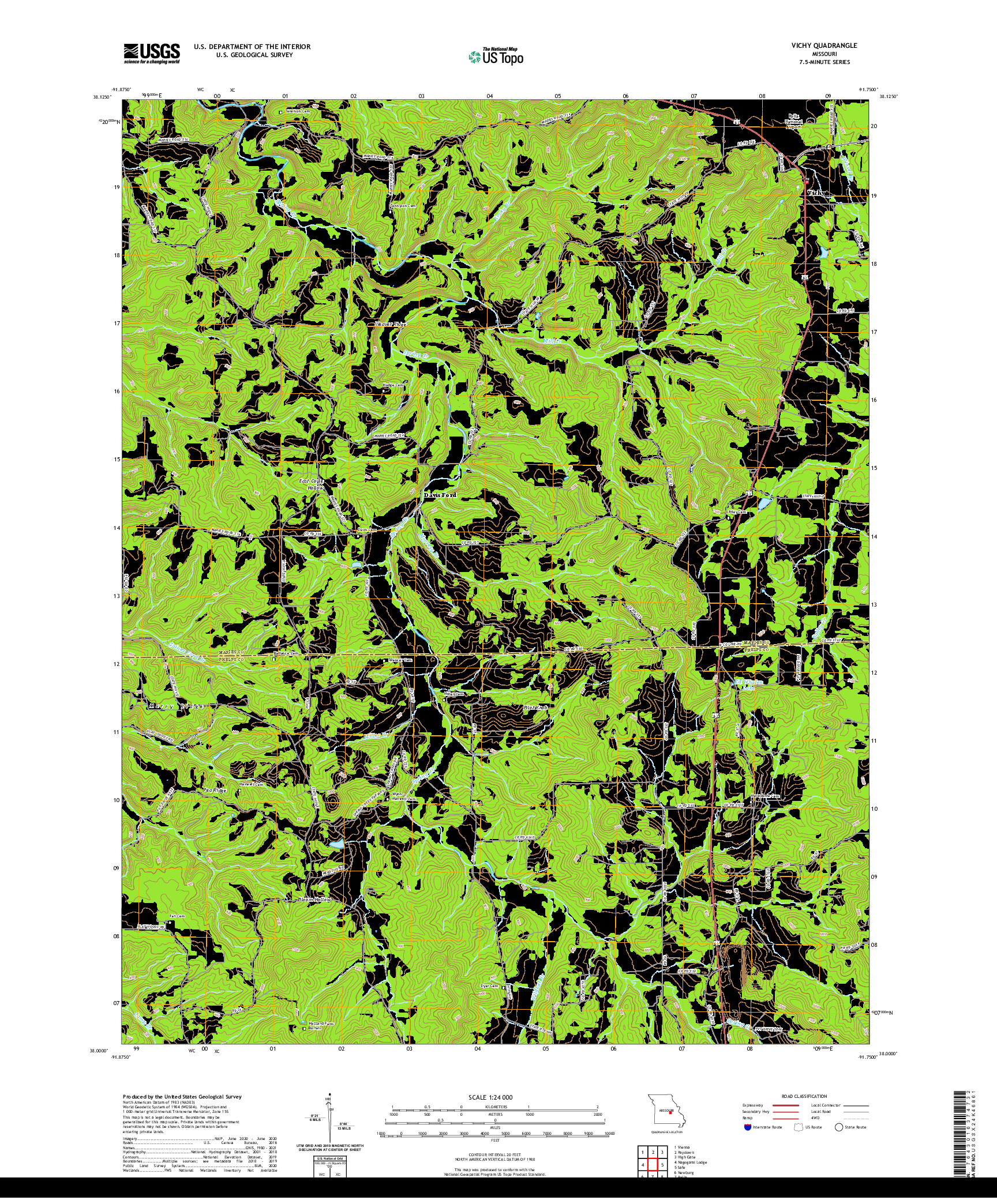 USGS US TOPO 7.5-MINUTE MAP FOR VICHY, MO 2021