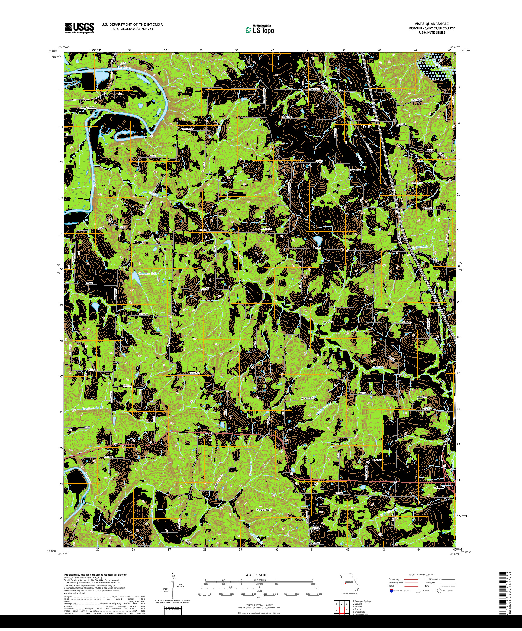 USGS US TOPO 7.5-MINUTE MAP FOR VISTA, MO 2021