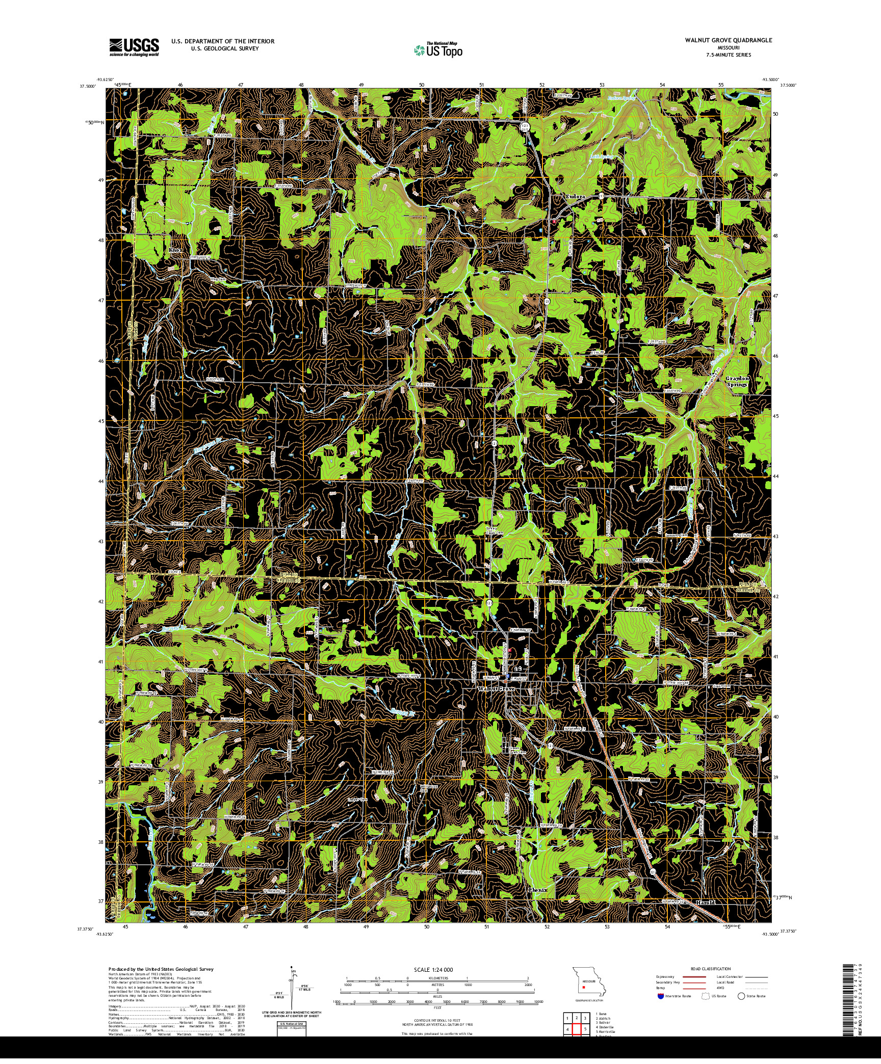 USGS US TOPO 7.5-MINUTE MAP FOR WALNUT GROVE, MO 2021