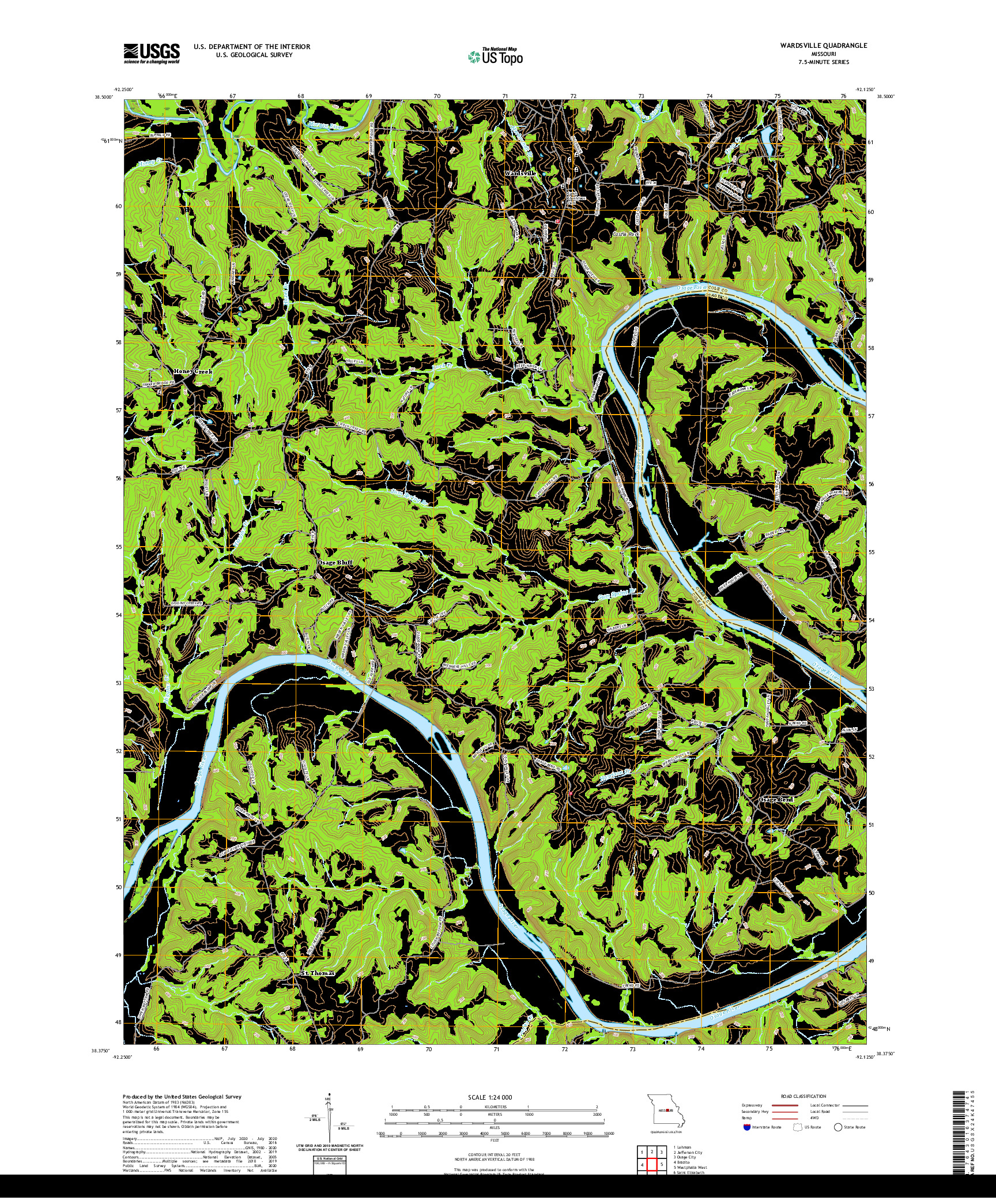 USGS US TOPO 7.5-MINUTE MAP FOR WARDSVILLE, MO 2021