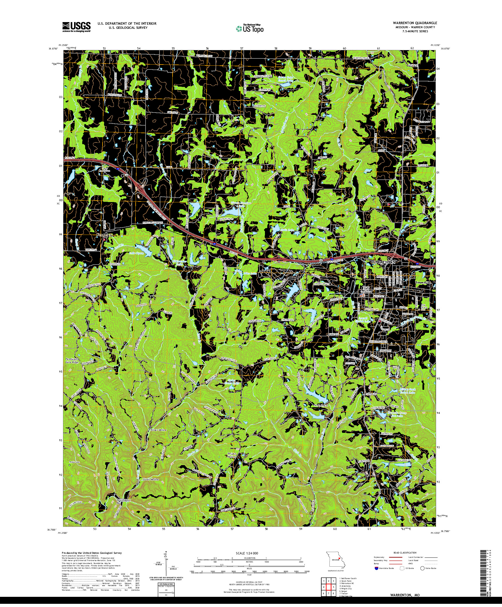 USGS US TOPO 7.5-MINUTE MAP FOR WARRENTON, MO 2021