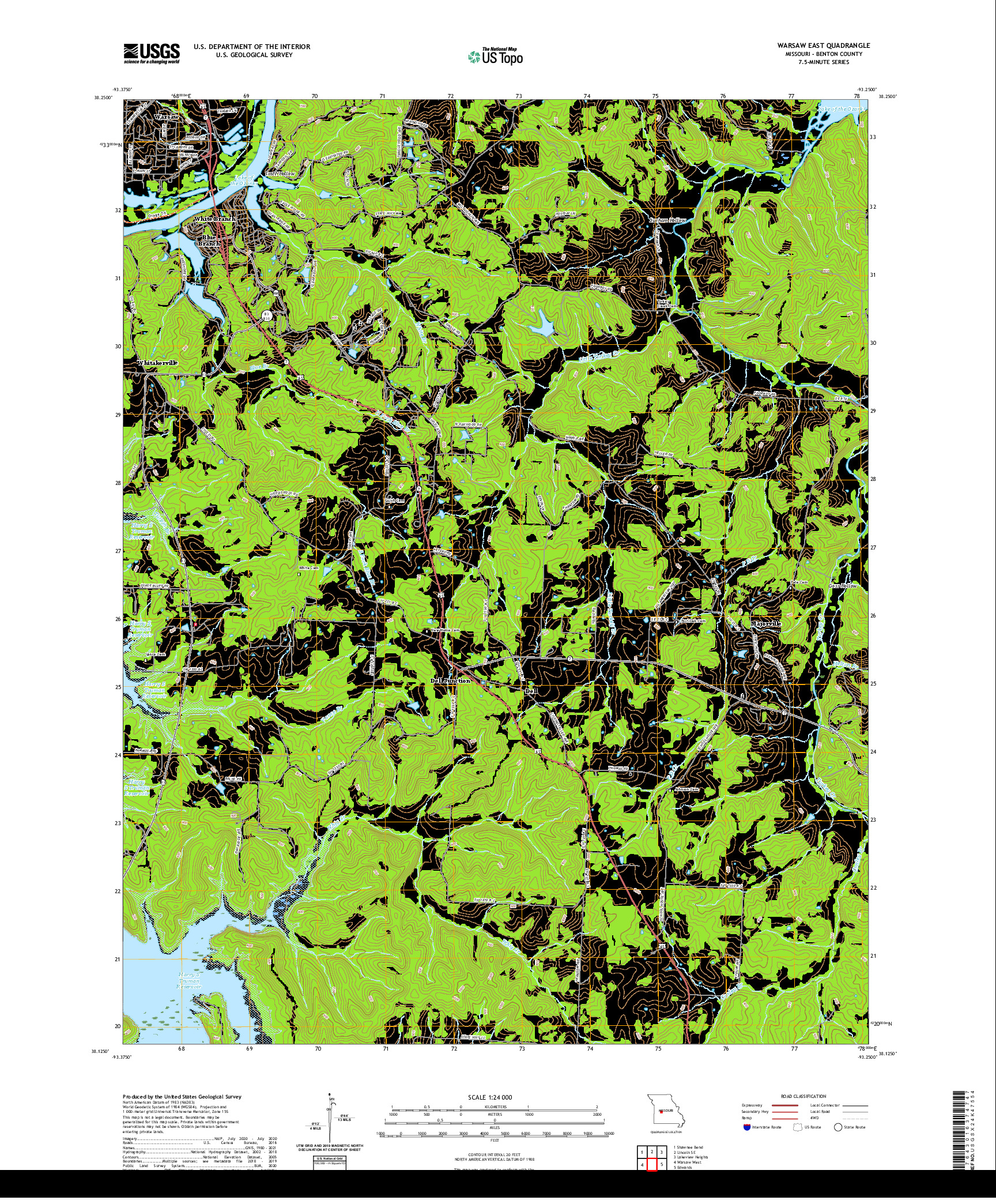 USGS US TOPO 7.5-MINUTE MAP FOR WARSAW EAST, MO 2021