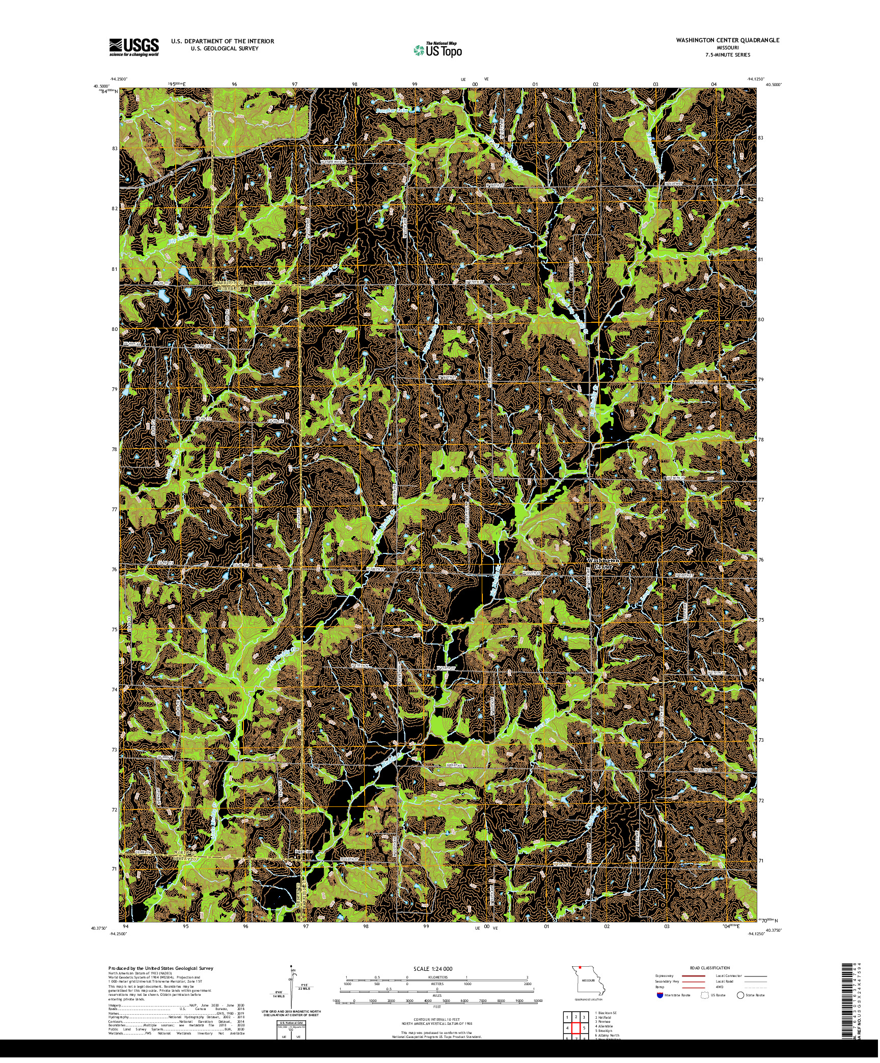 USGS US TOPO 7.5-MINUTE MAP FOR WASHINGTON CENTER, MO 2021