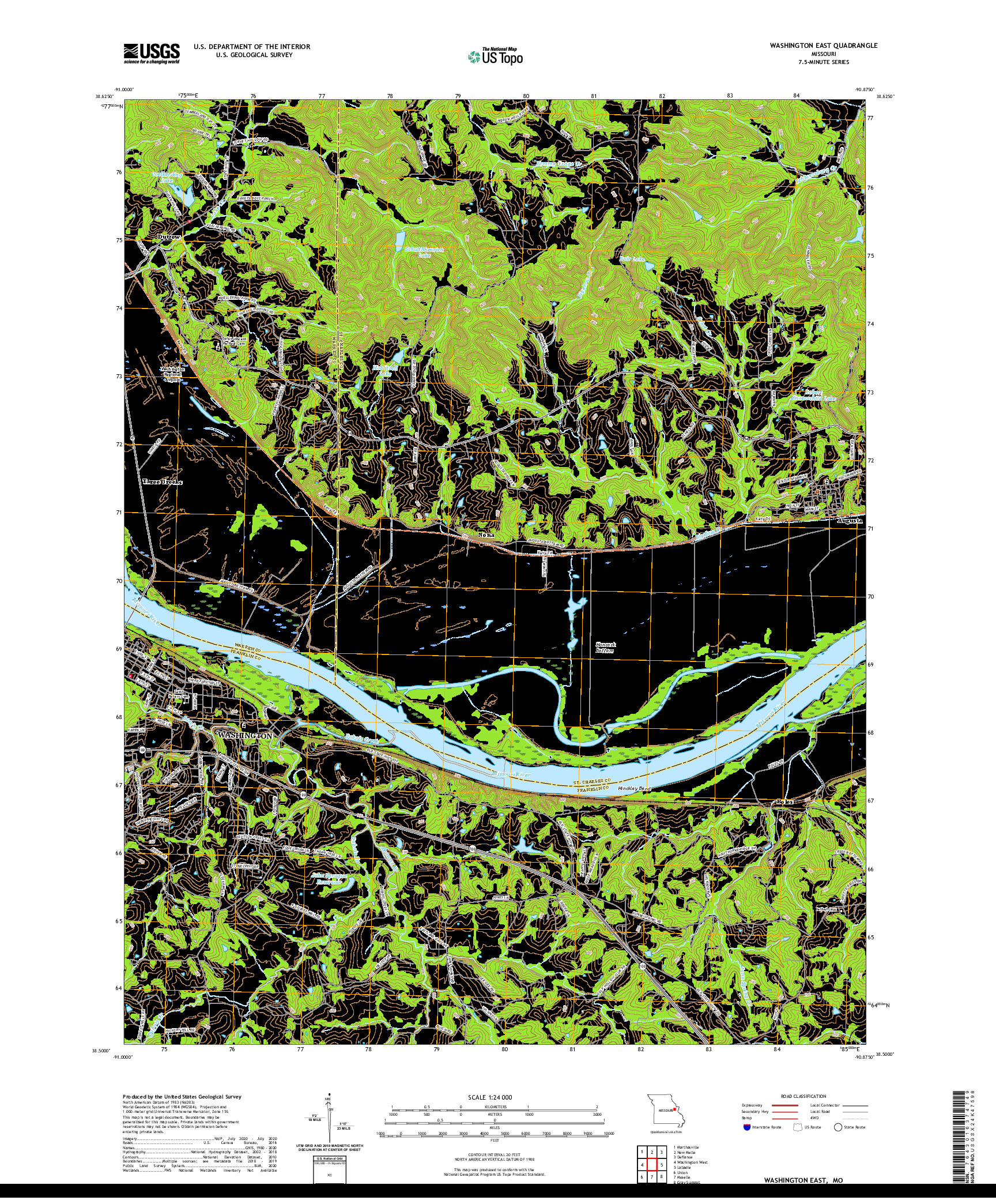 USGS US TOPO 7.5-MINUTE MAP FOR WASHINGTON EAST, MO 2021