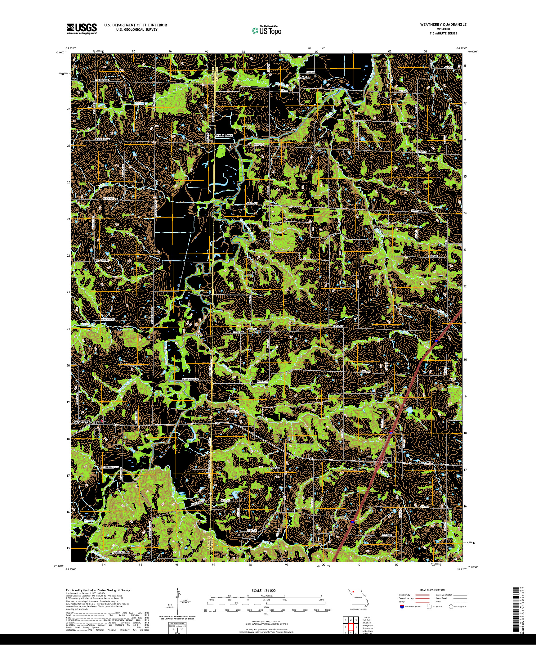 USGS US TOPO 7.5-MINUTE MAP FOR WEATHERBY, MO 2021