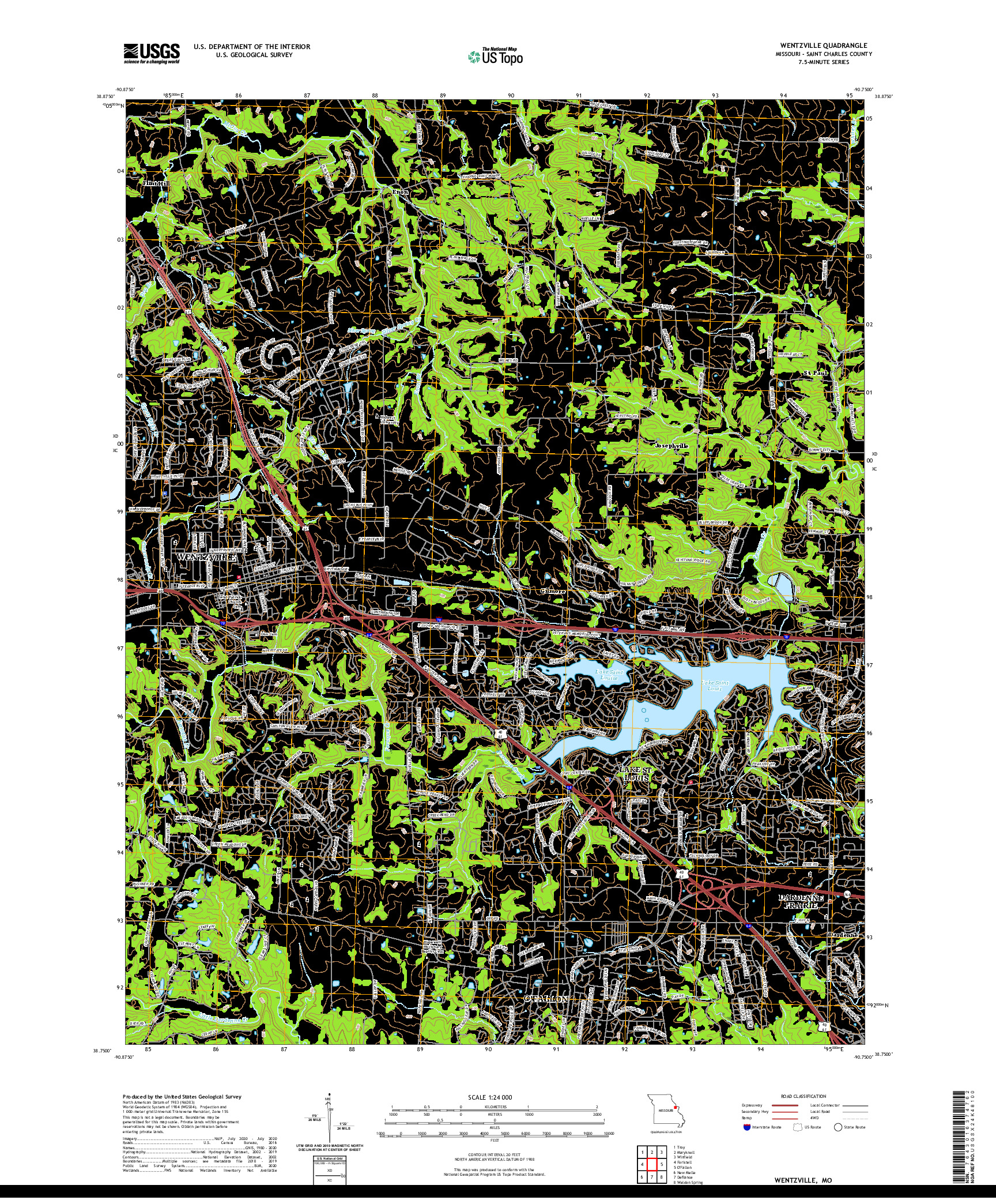 USGS US TOPO 7.5-MINUTE MAP FOR WENTZVILLE, MO 2021