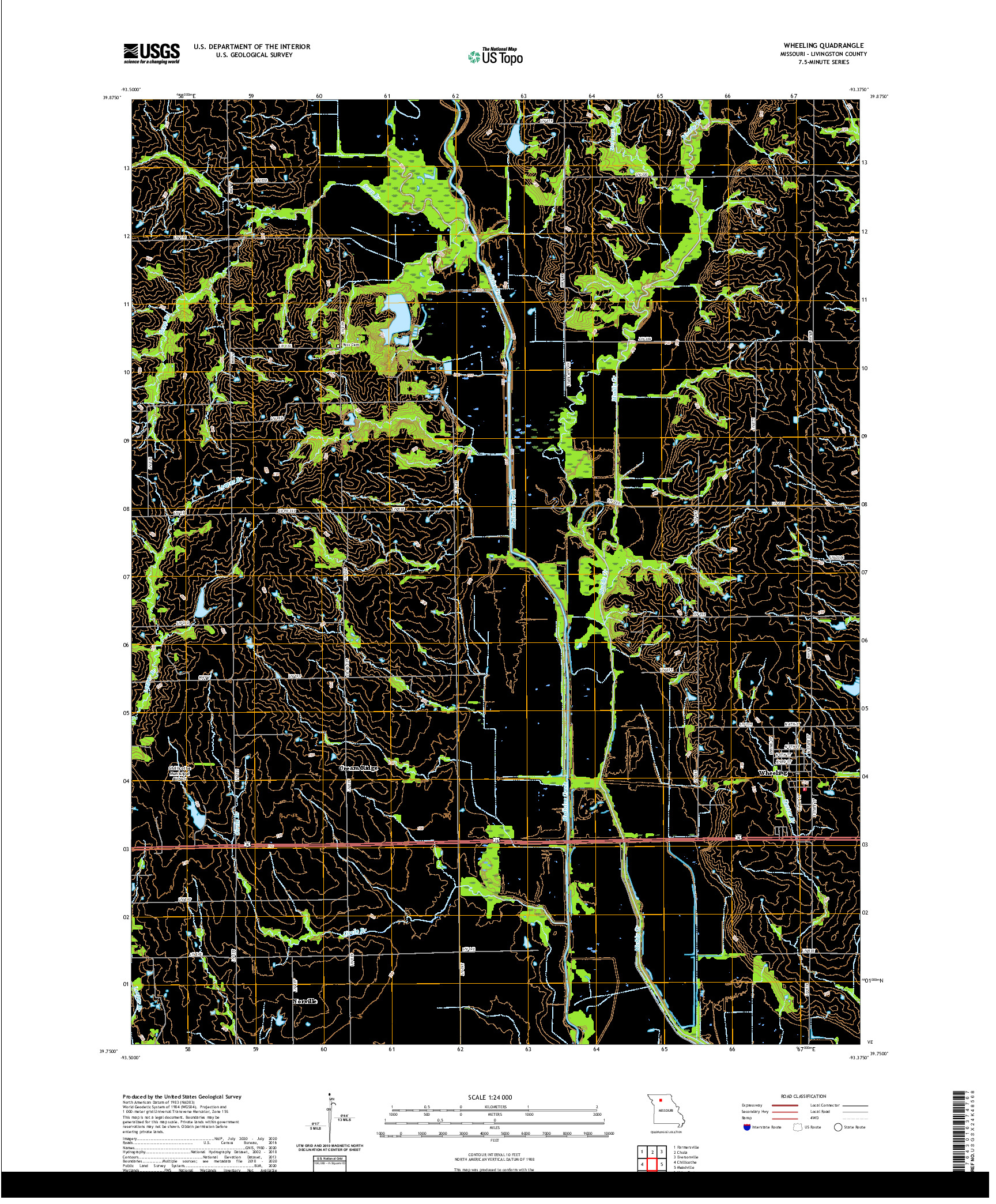 USGS US TOPO 7.5-MINUTE MAP FOR WHEELING, MO 2021