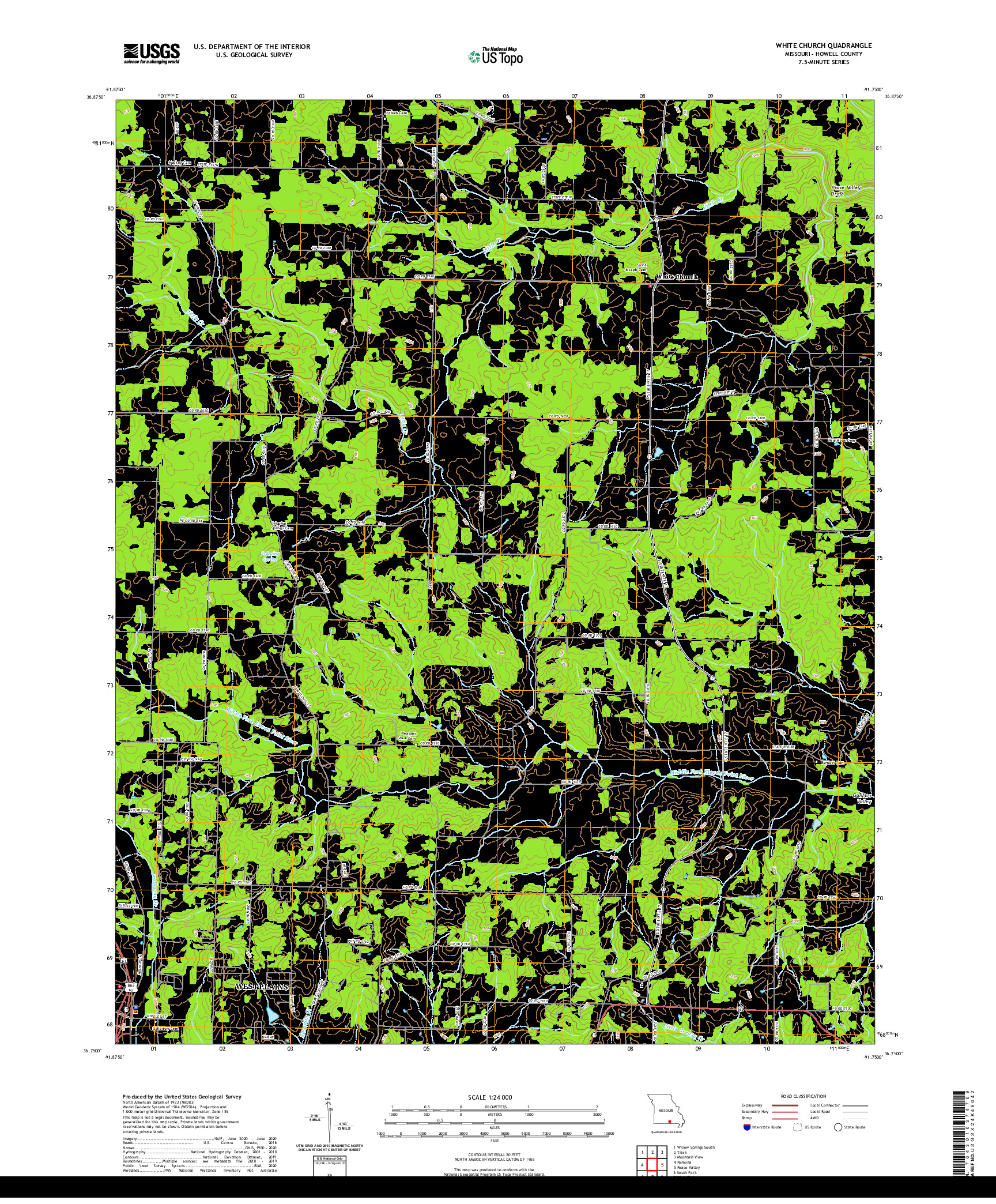 USGS US TOPO 7.5-MINUTE MAP FOR WHITE CHURCH, MO 2021