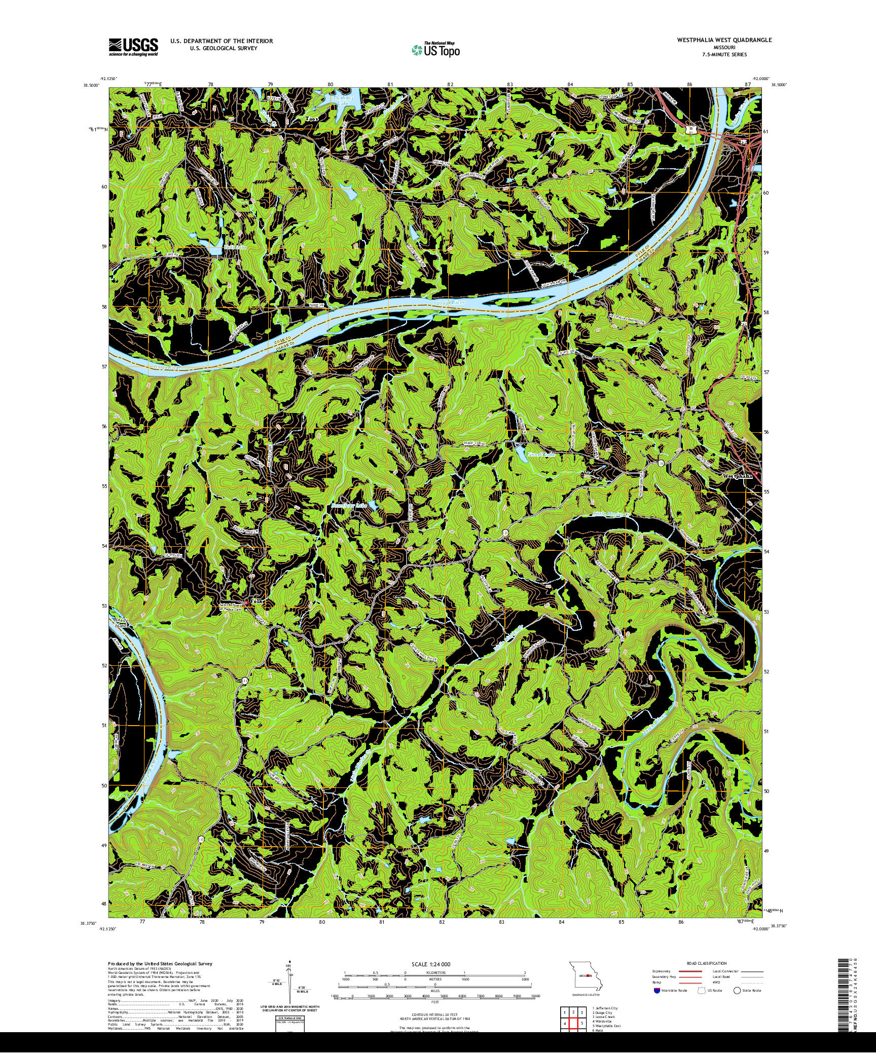 USGS US TOPO 7.5-MINUTE MAP FOR WESTPHALIA WEST, MO 2021