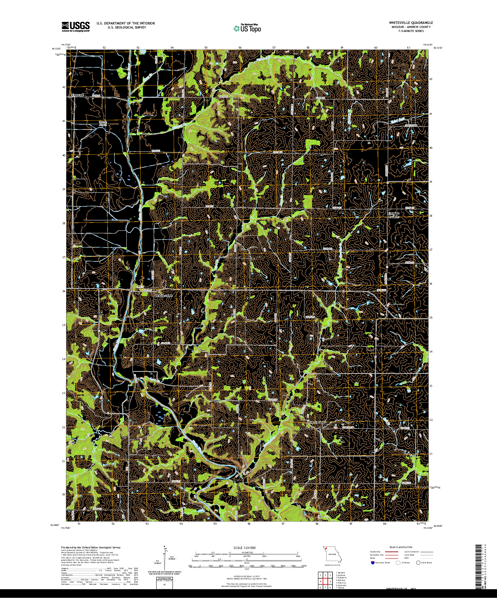 USGS US TOPO 7.5-MINUTE MAP FOR WHITESVILLE, MO 2021