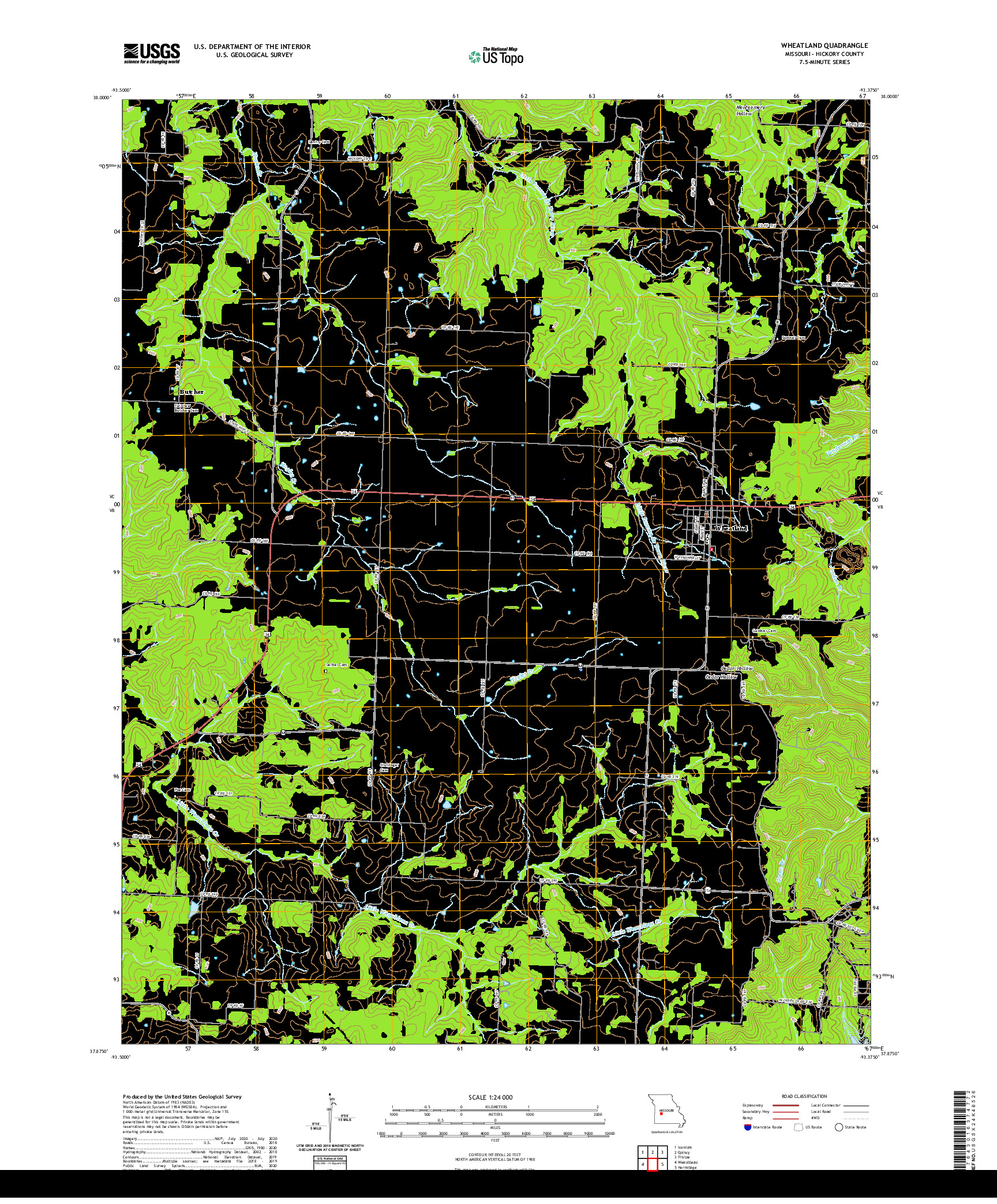 USGS US TOPO 7.5-MINUTE MAP FOR WHEATLAND, MO 2021
