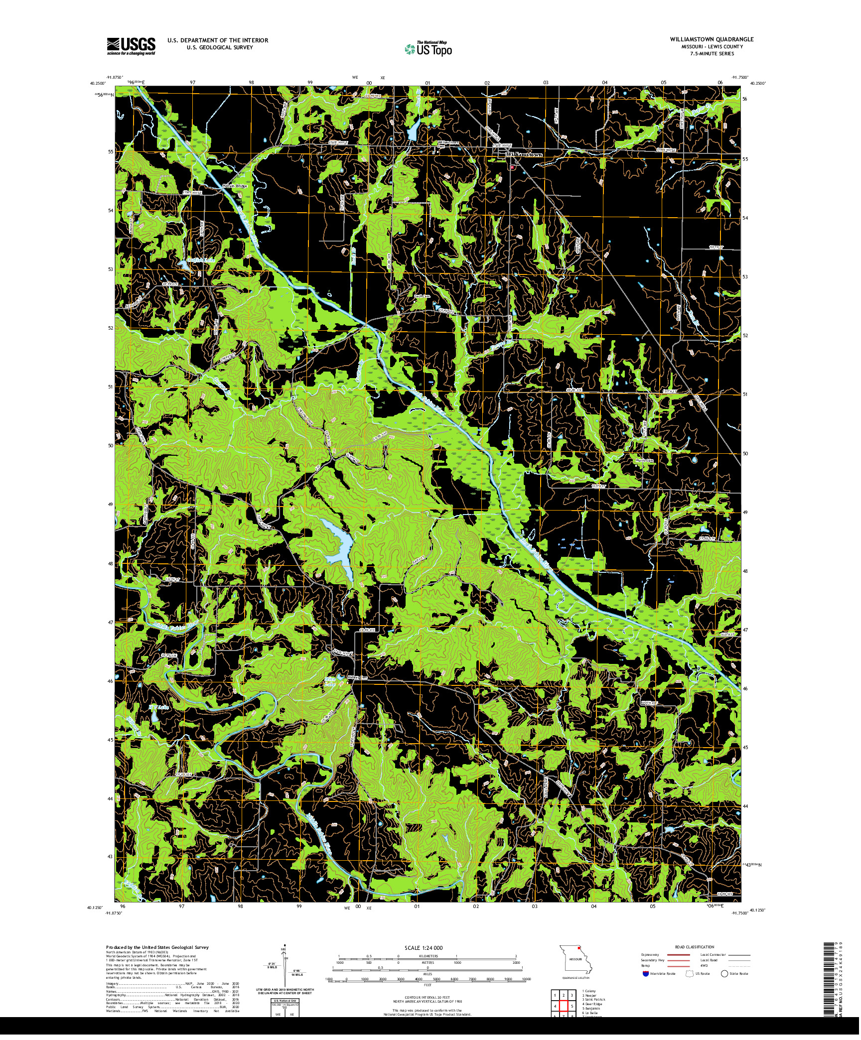 USGS US TOPO 7.5-MINUTE MAP FOR WILLIAMSTOWN, MO 2021