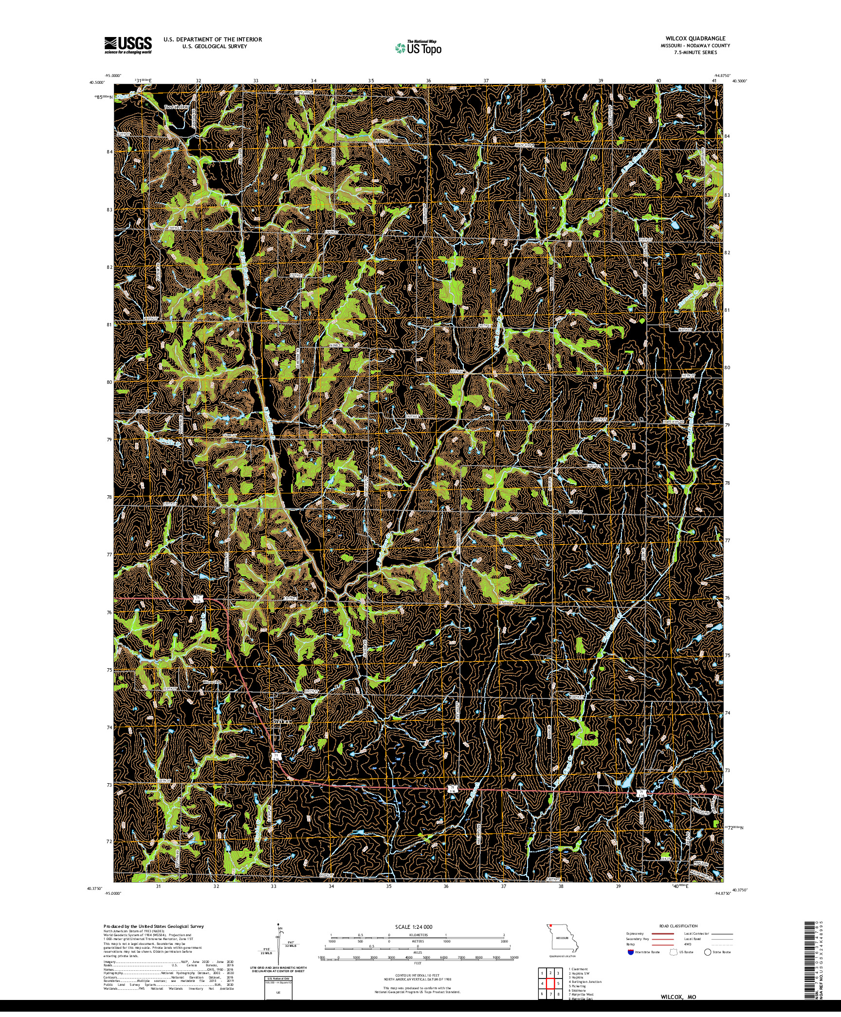 USGS US TOPO 7.5-MINUTE MAP FOR WILCOX, MO 2021