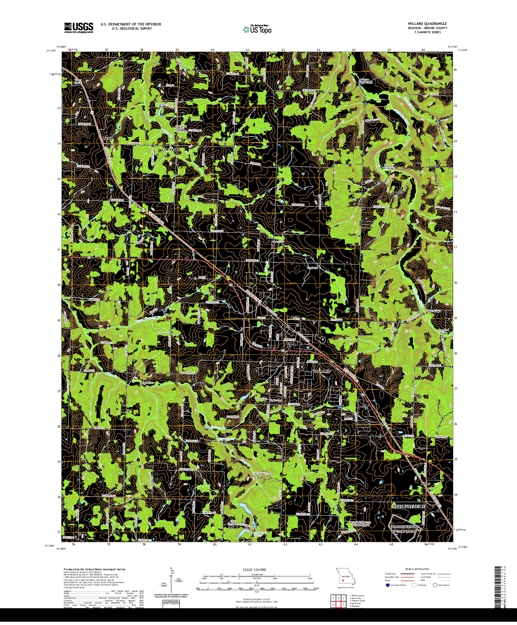 USGS US TOPO 7.5-MINUTE MAP FOR WILLARD, MO 2021