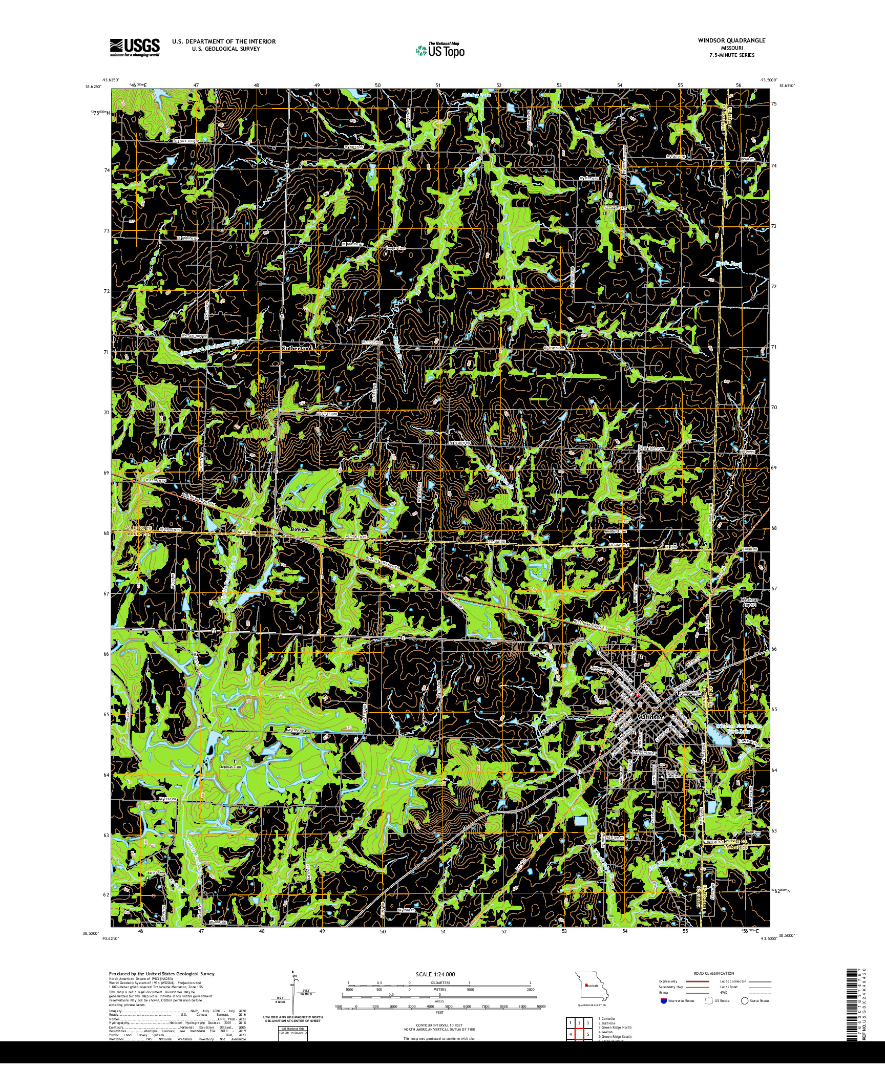 USGS US TOPO 7.5-MINUTE MAP FOR WINDSOR, MO 2021