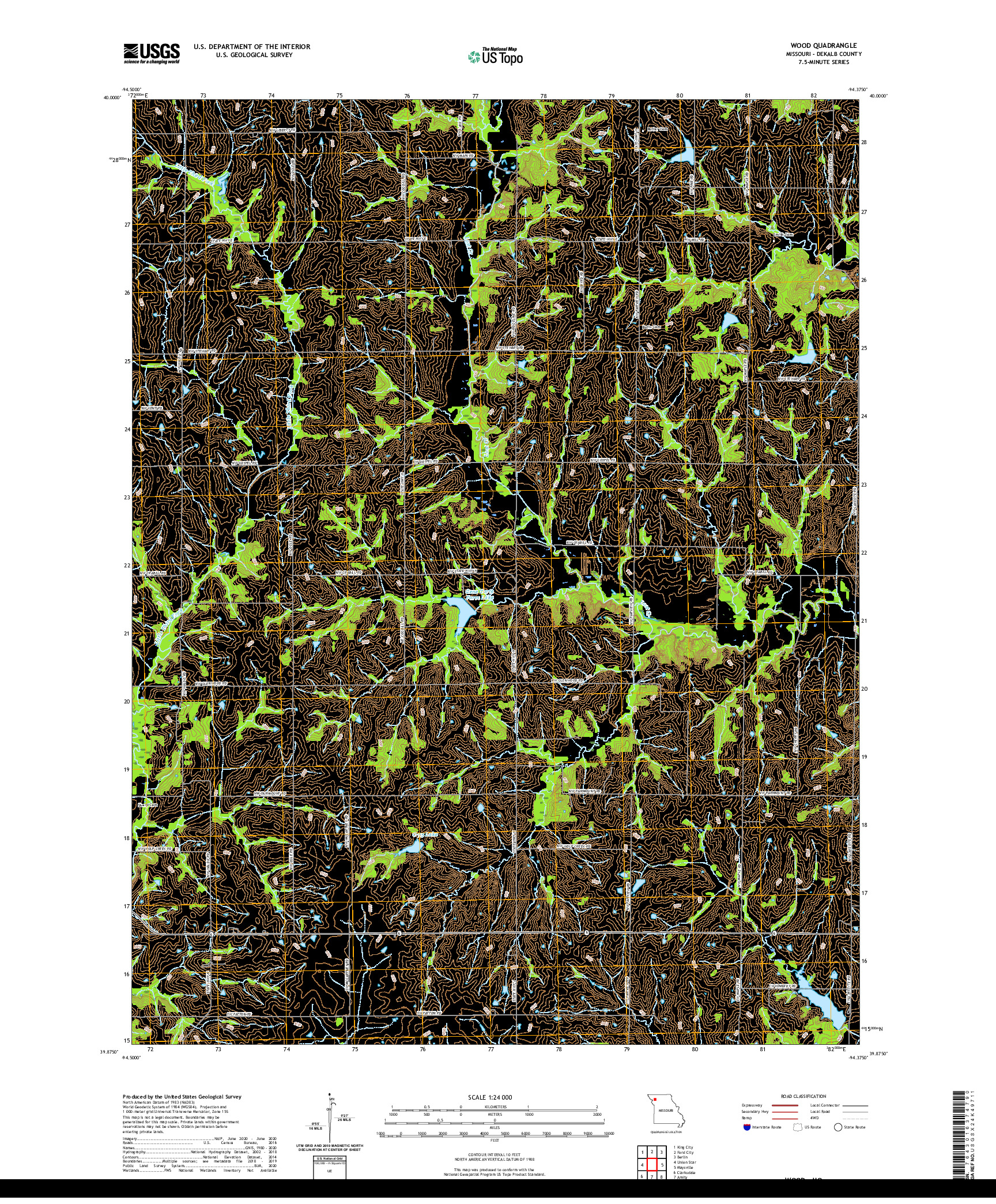 USGS US TOPO 7.5-MINUTE MAP FOR WOOD, MO 2021