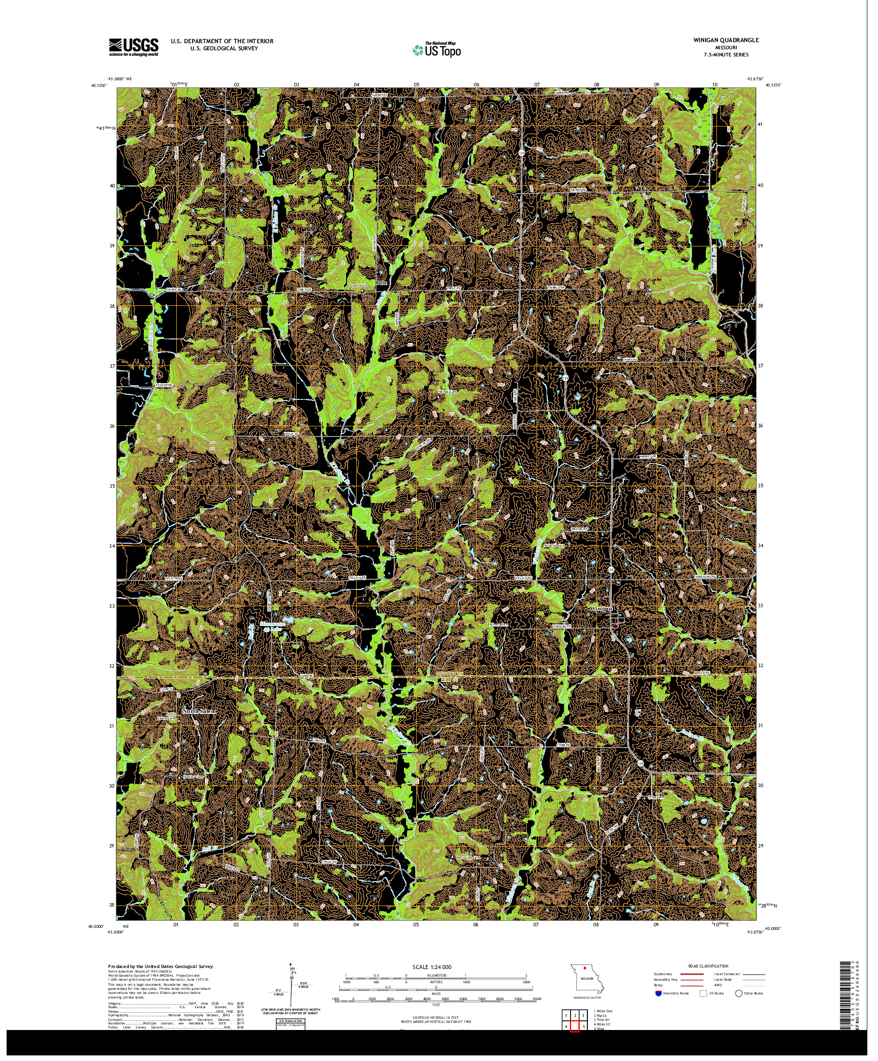 USGS US TOPO 7.5-MINUTE MAP FOR WINIGAN, MO 2021