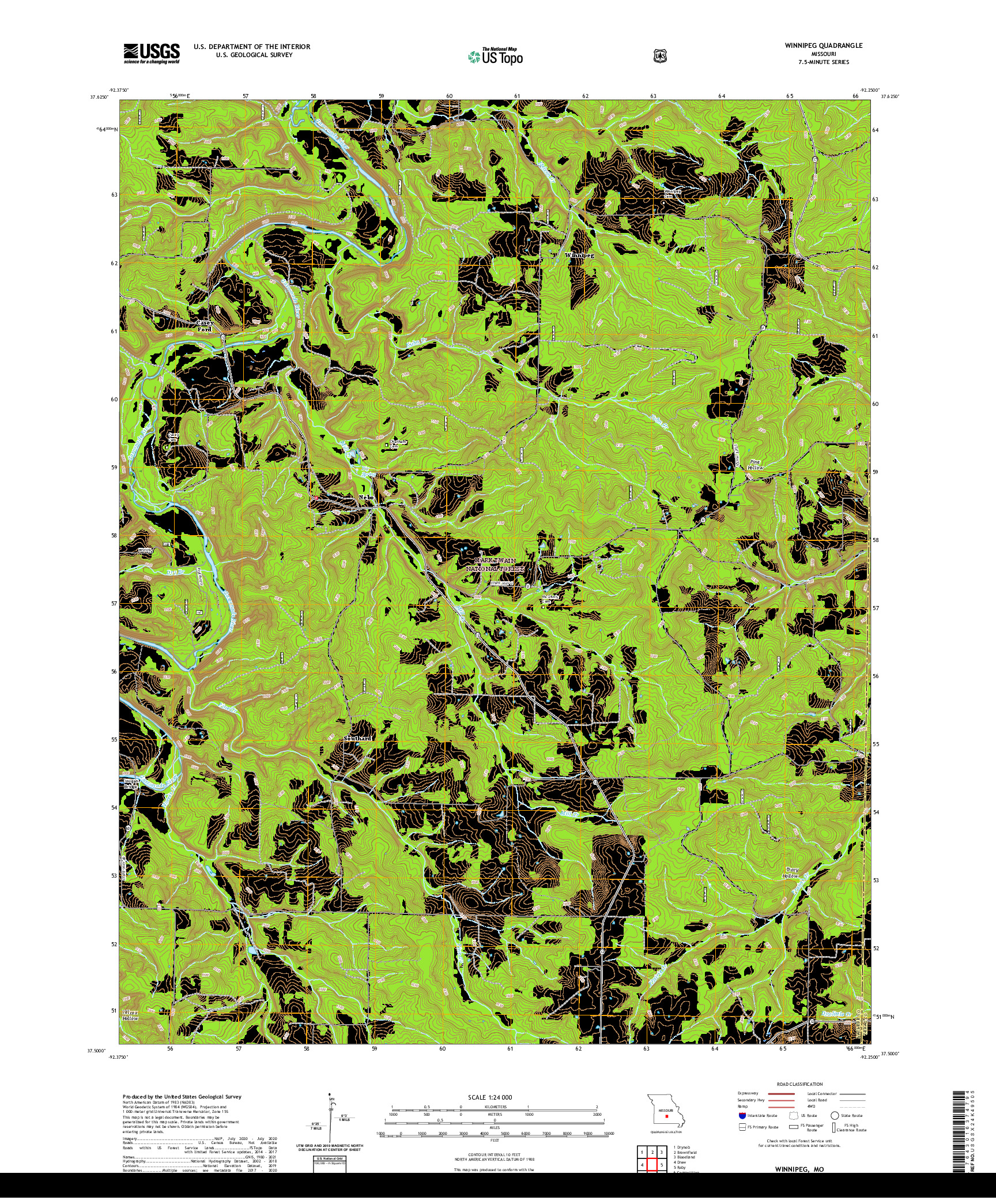 USGS US TOPO 7.5-MINUTE MAP FOR WINNIPEG, MO 2021