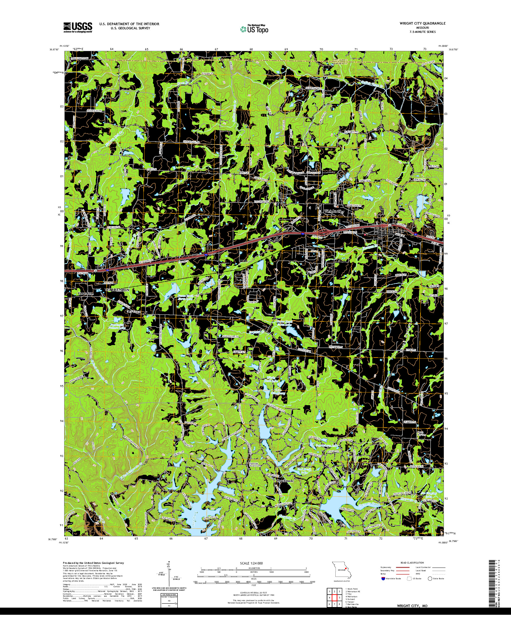 USGS US TOPO 7.5-MINUTE MAP FOR WRIGHT CITY, MO 2021
