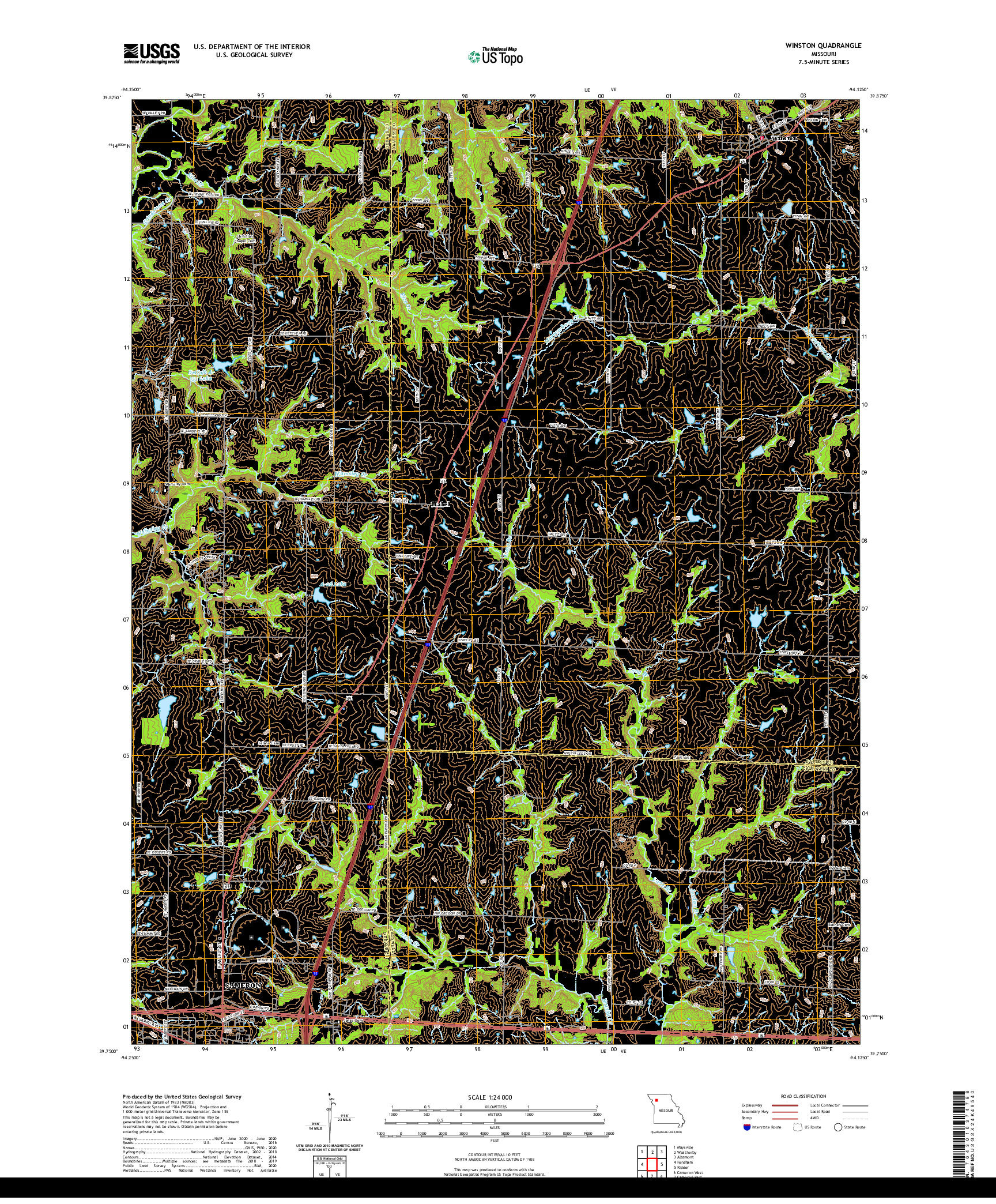 USGS US TOPO 7.5-MINUTE MAP FOR WINSTON, MO 2021