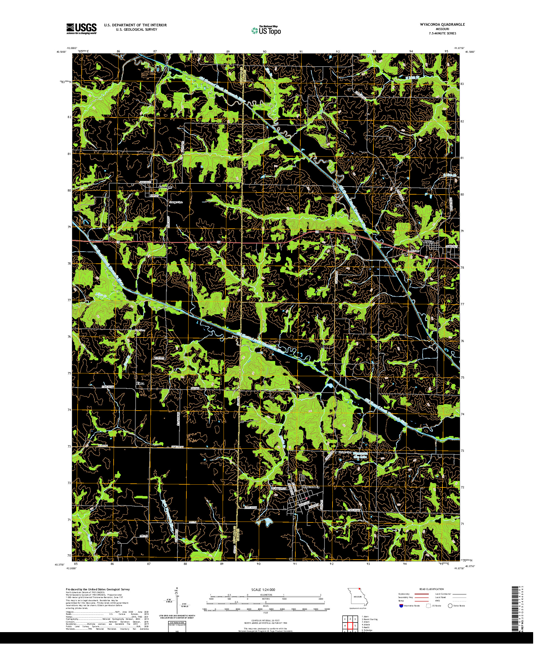 USGS US TOPO 7.5-MINUTE MAP FOR WYACONDA, MO 2021