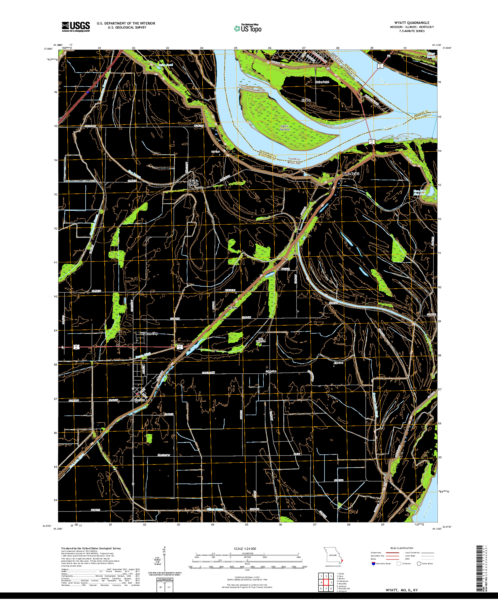 USGS US TOPO 7.5-MINUTE MAP FOR WYATT, MO,IL,KY 2021