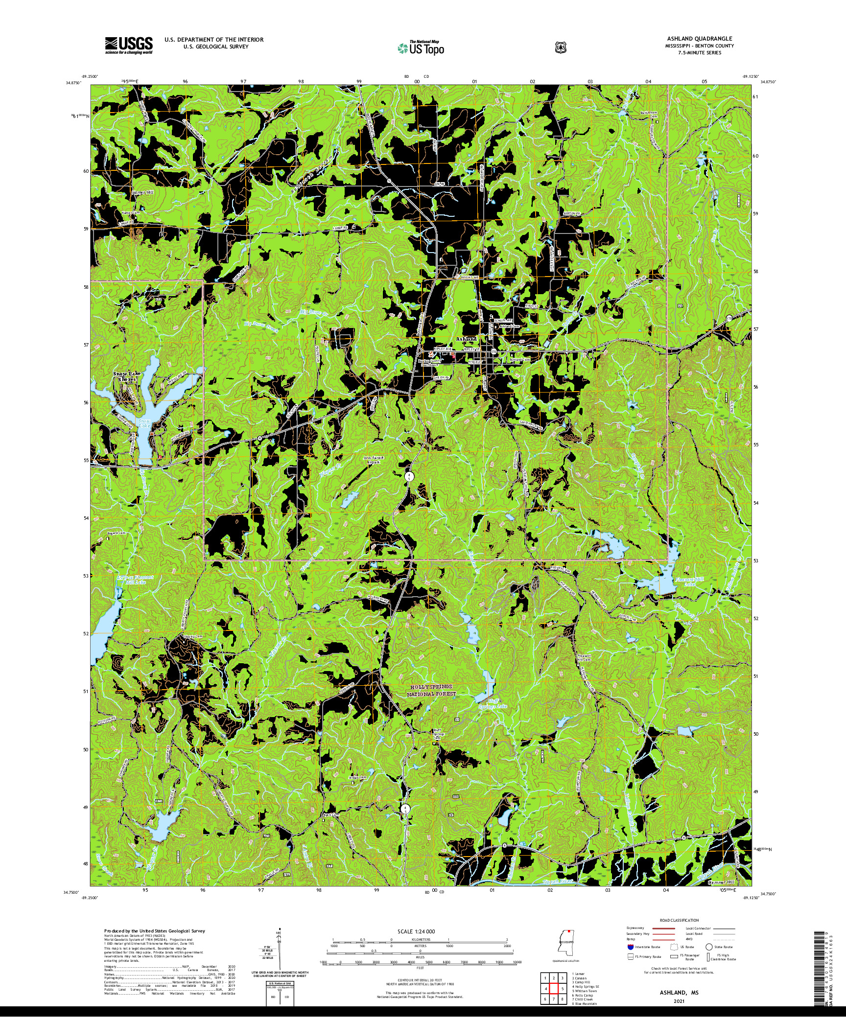 USGS US TOPO 7.5-MINUTE MAP FOR ASHLAND, MS 2021