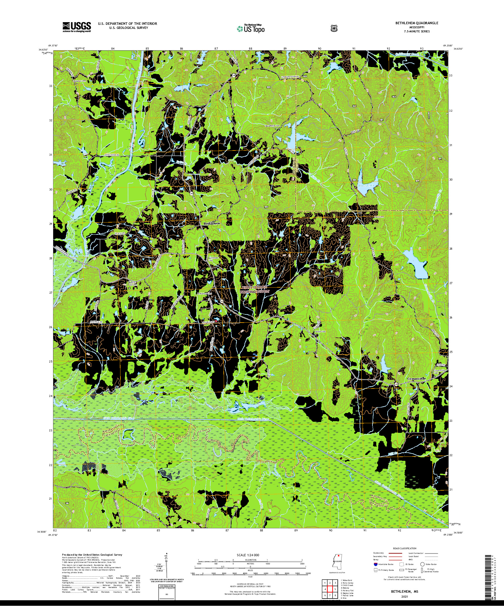 USGS US TOPO 7.5-MINUTE MAP FOR BETHLEHEM, MS 2021