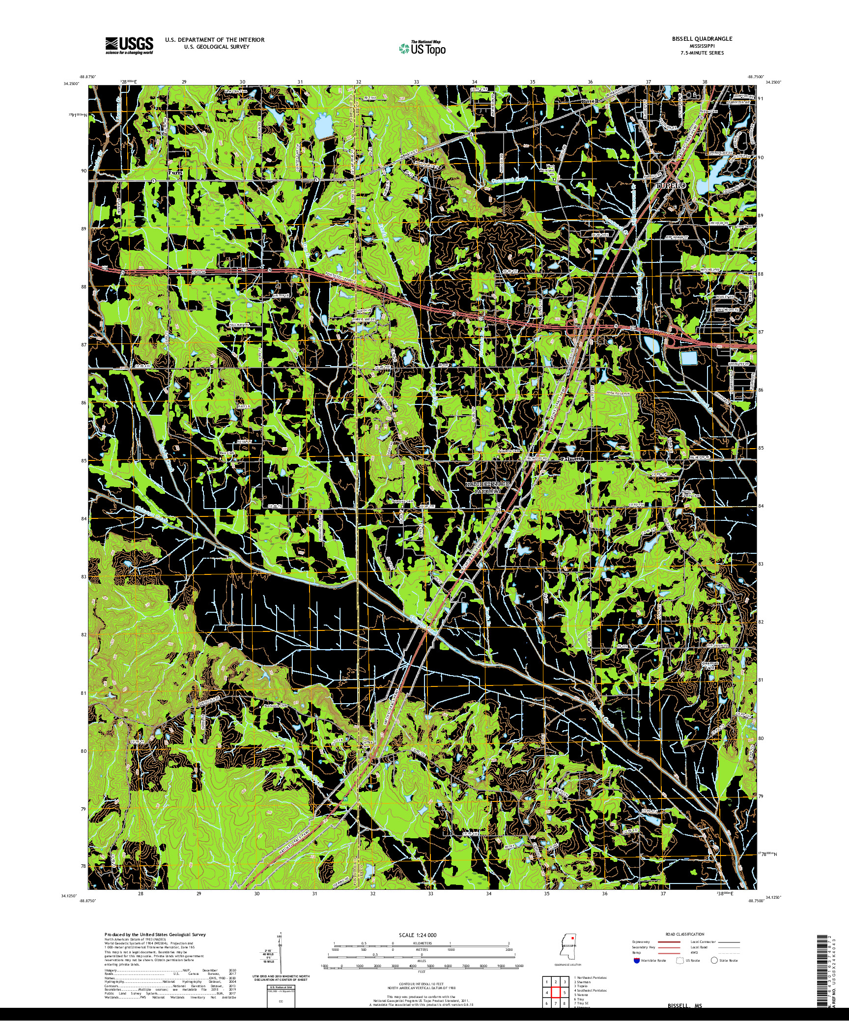 USGS US TOPO 7.5-MINUTE MAP FOR BISSELL, MS 2021
