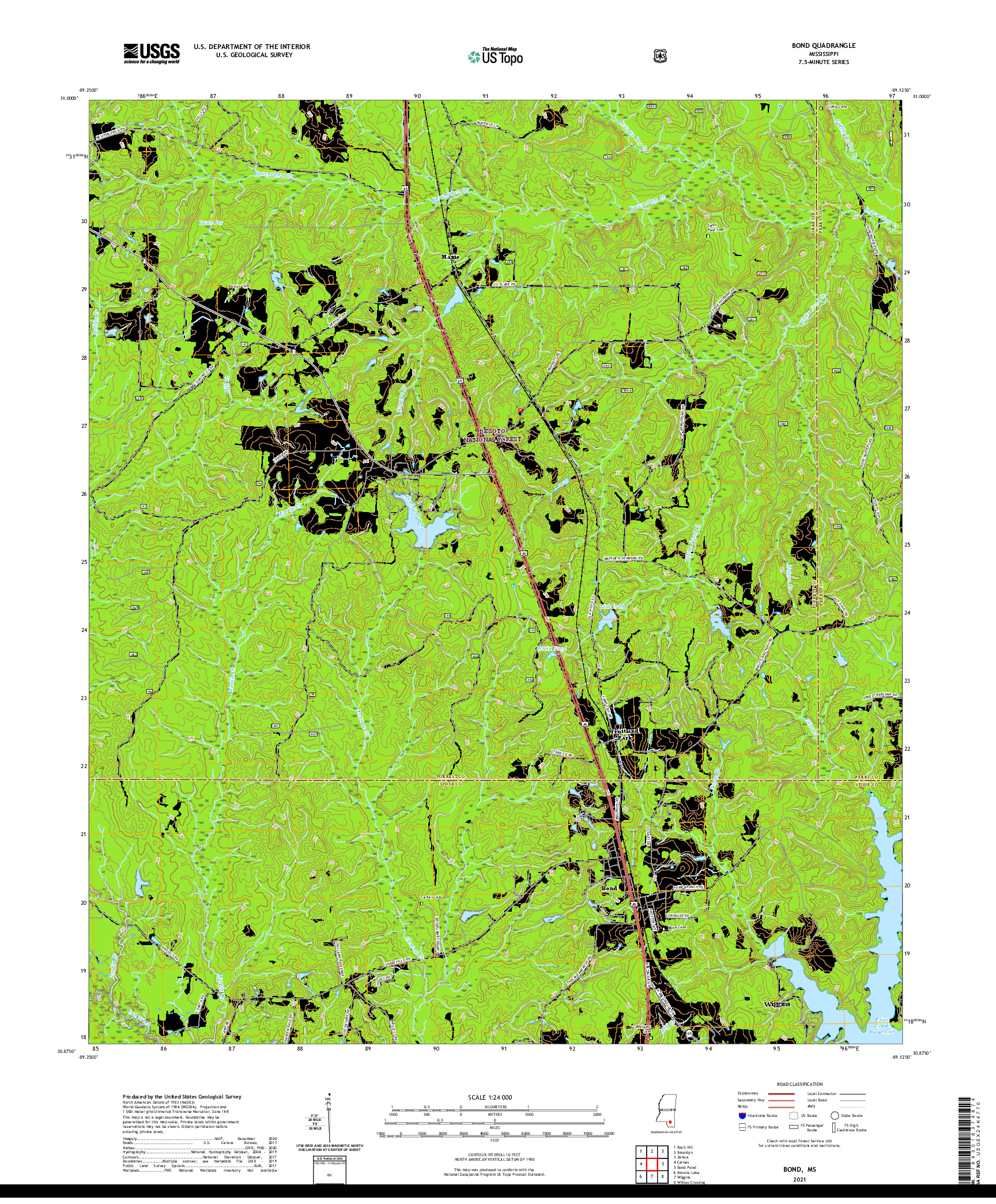 USGS US TOPO 7.5-MINUTE MAP FOR BOND, MS 2021