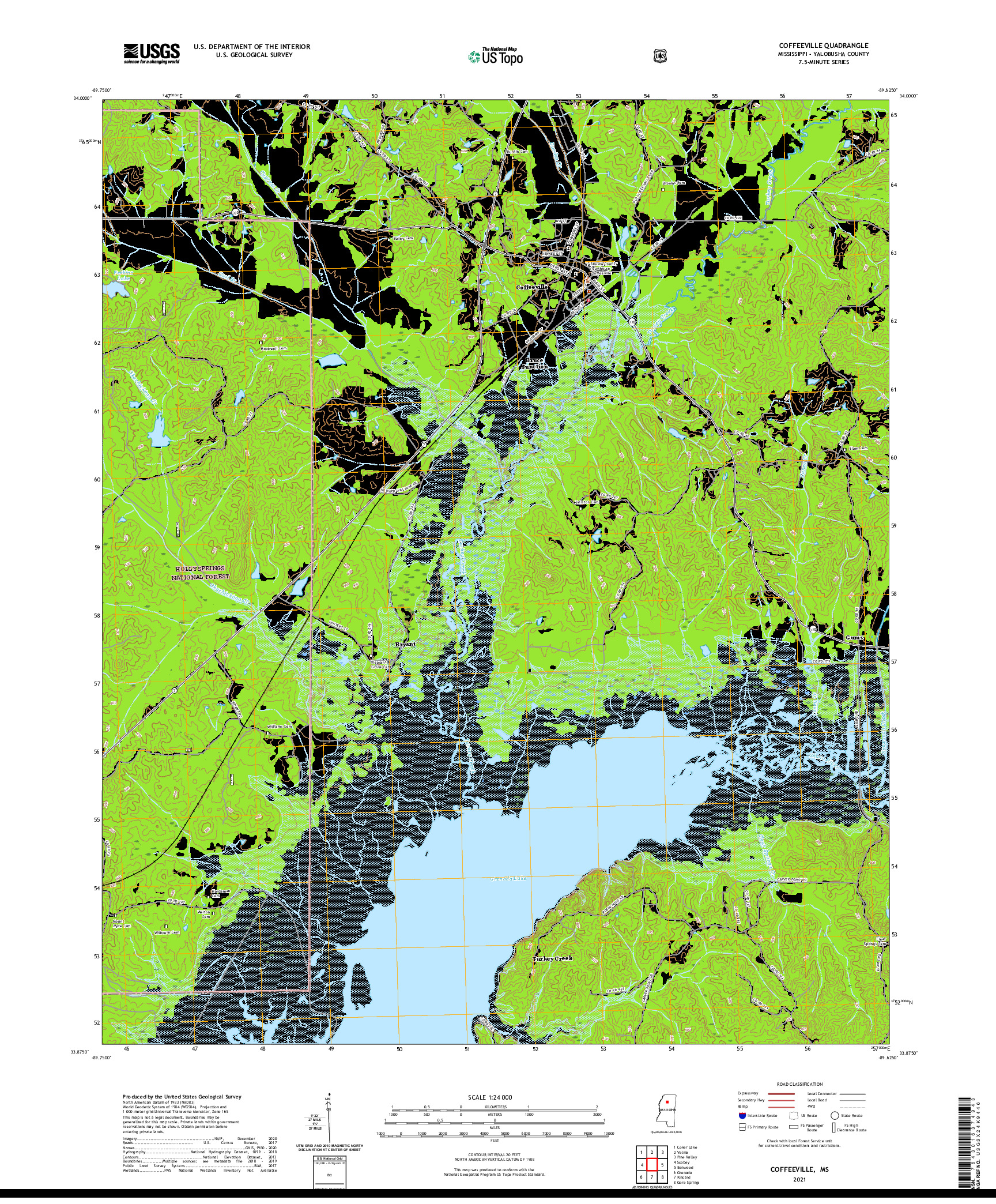 USGS US TOPO 7.5-MINUTE MAP FOR COFFEEVILLE, MS 2021